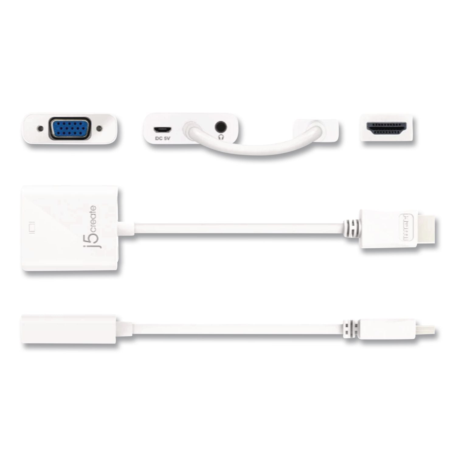 HDMI To VGA Audio/Video Adapter, HDMI/VGA, 1.8", White