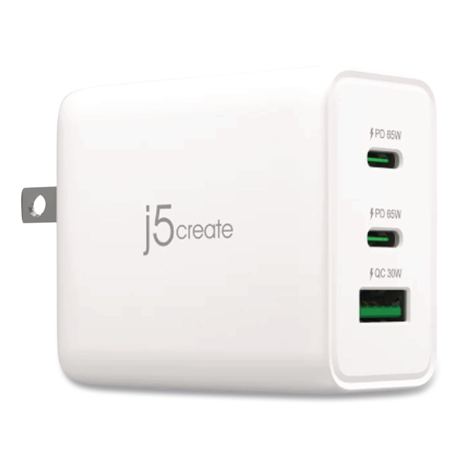 65 W Gan USB-A/USB-C Three-Port Charger, White