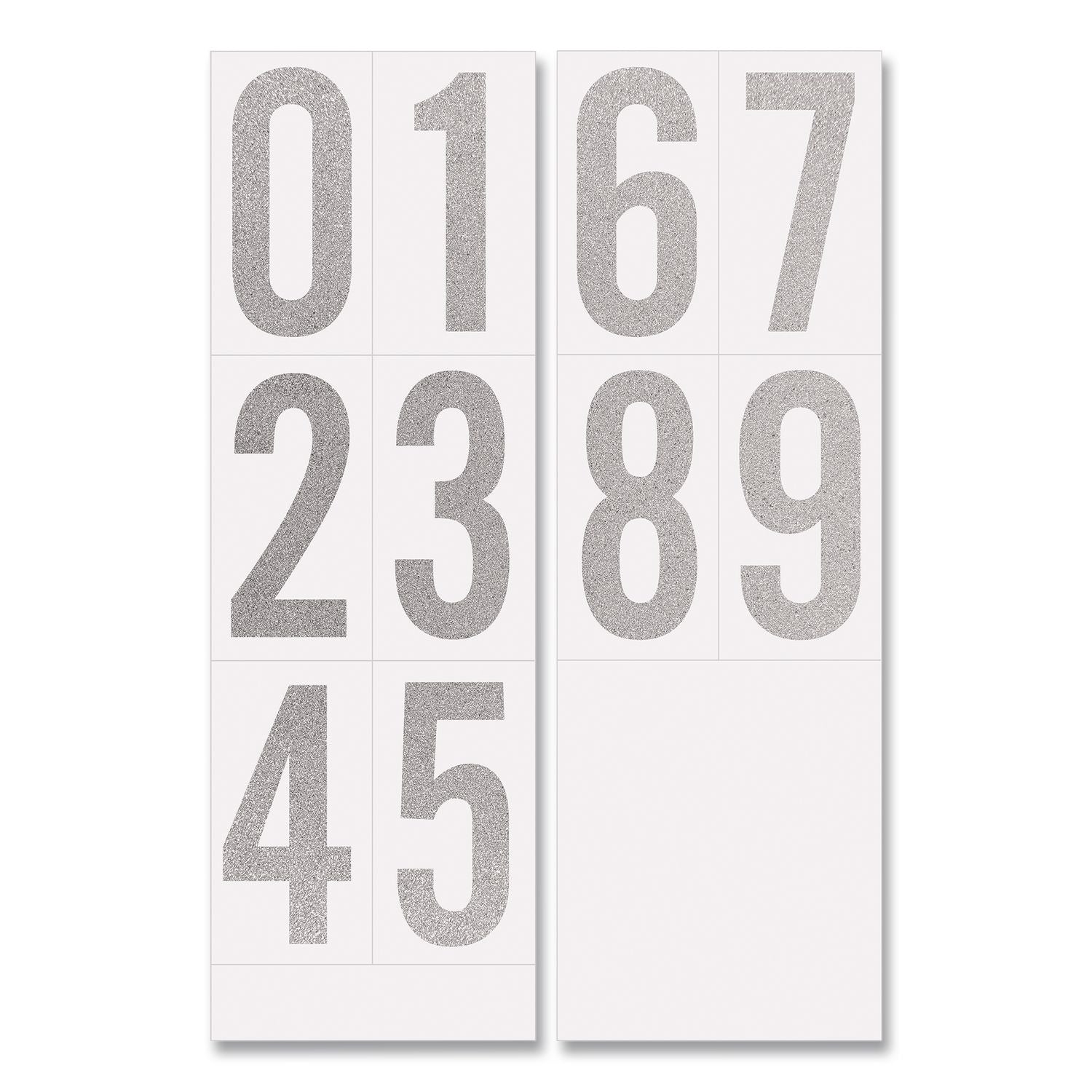 Self-Adhesive Numbers 0 To 9, Bold Block, 3" And 4", Reflective Silver, 50/Pack