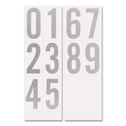 Self-Adhesive Numbers 0 To 9, Bold Block, 3" And 4", Reflective Silver, 50/Pack