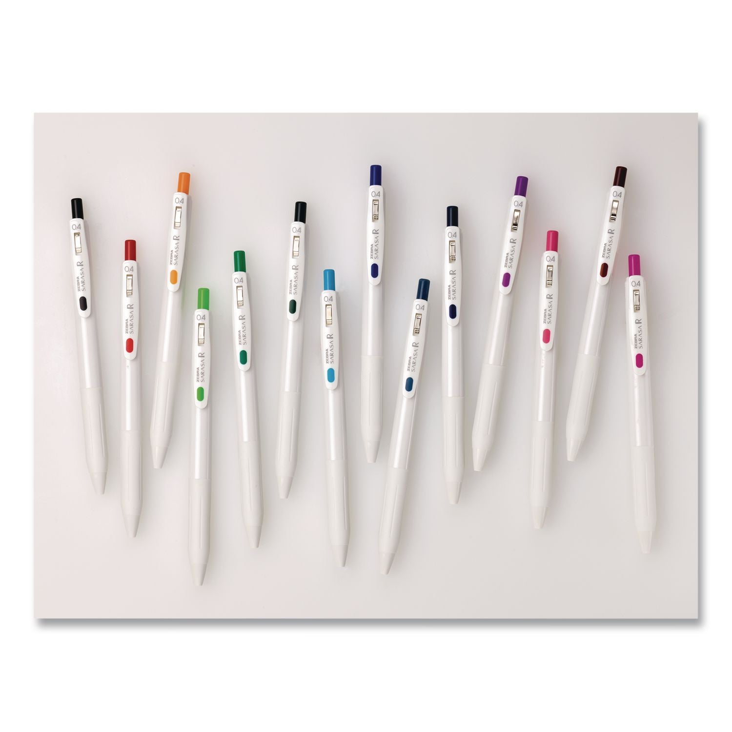 Sarasa R Gel Pen, Retractable, Extra Fine 0.4 Mm, Assorted Ink Colors, White Barrels, 14/Pack