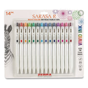 Sarasa R Gel Pen, Retractable, Extra Fine 0.4 Mm, Assorted Ink Colors, White Barrels, 14/Pack