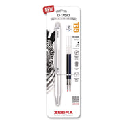 G-750 Gel Pen With Black And Blue Ink Refills, Retractable, Medium 0.7 Mm, Black Ink, White Barrel