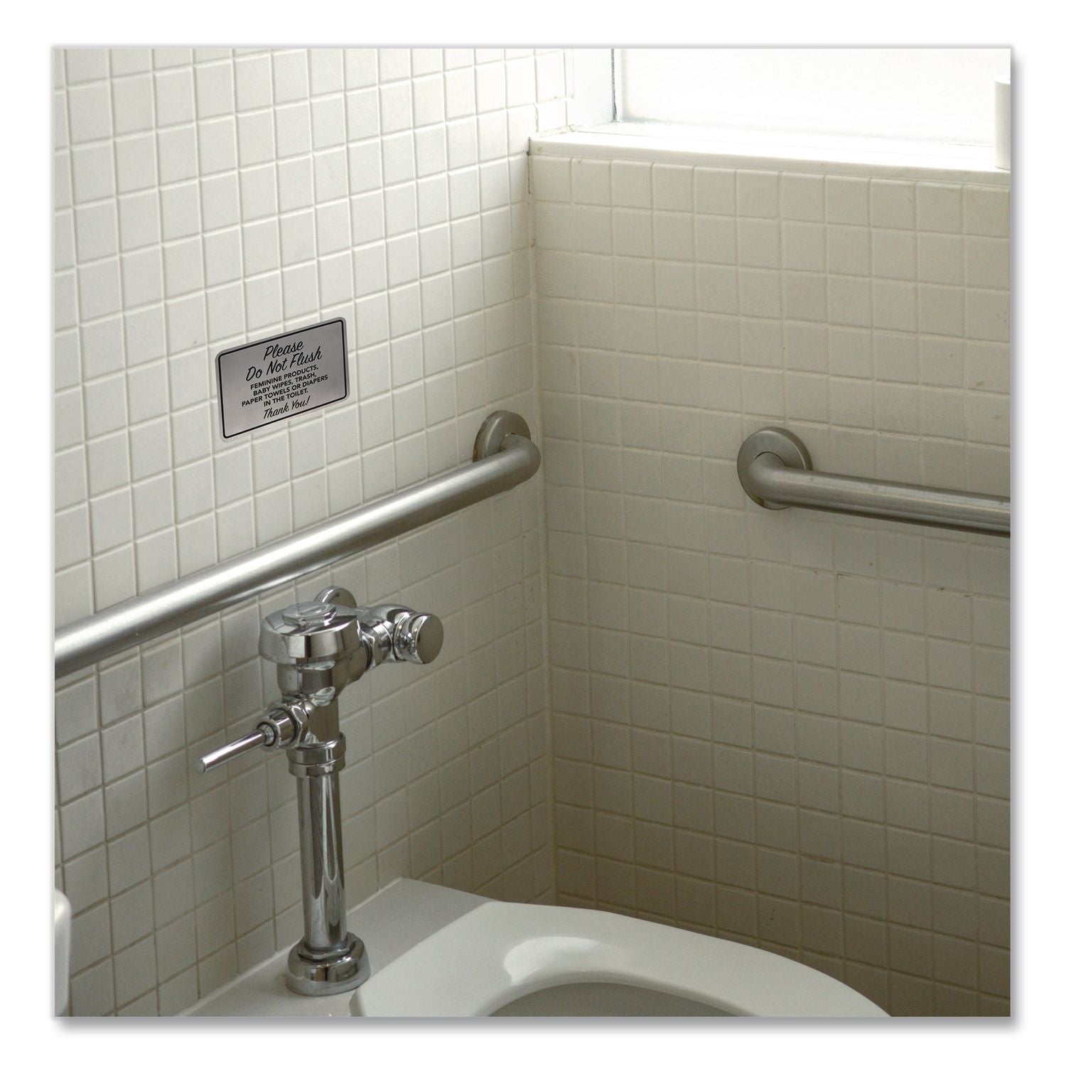 Please Do Not Flush Brushed Metal Sign, 6 X 4, Silver Face