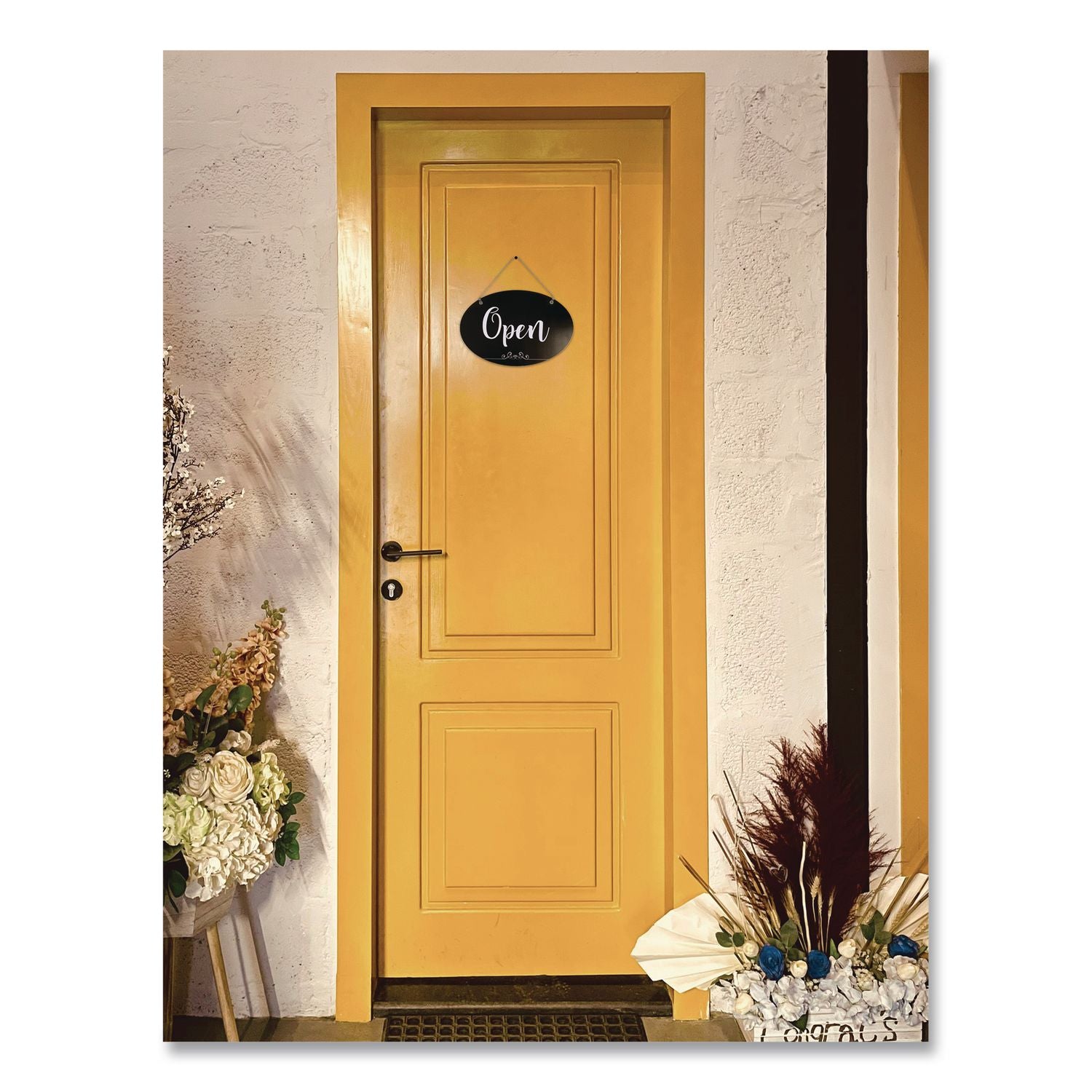 Open/Close Spa Style Indoor Sign, 12 X 8, Black/White
