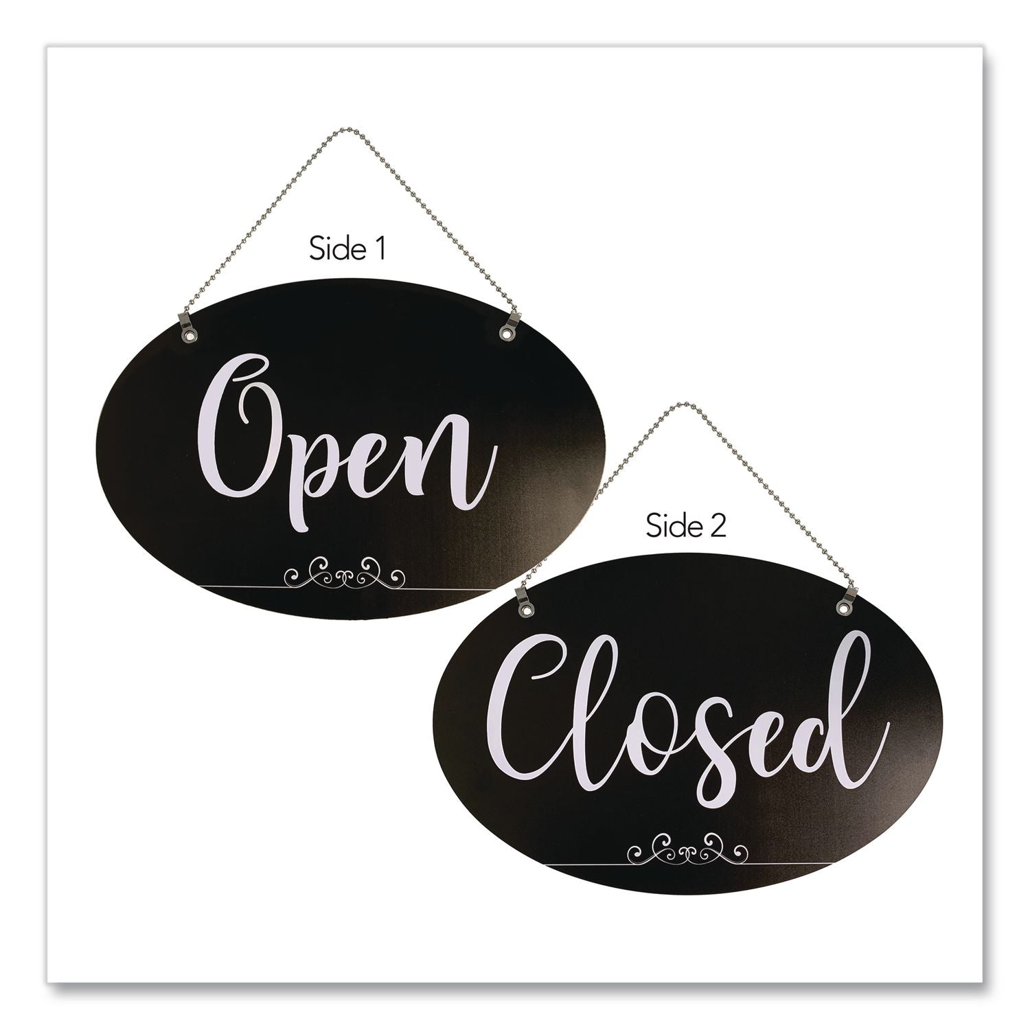 Open/Close Spa Style Indoor Sign, 12 X 8, Black/White