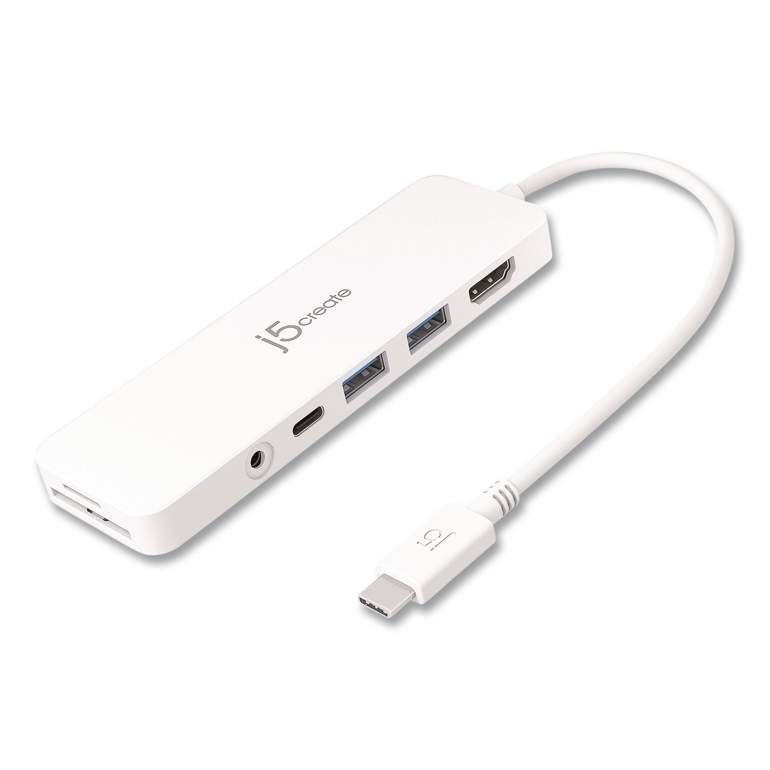 Multi-Port Hub For USB-C Enabled Laptops, 4-Port, White