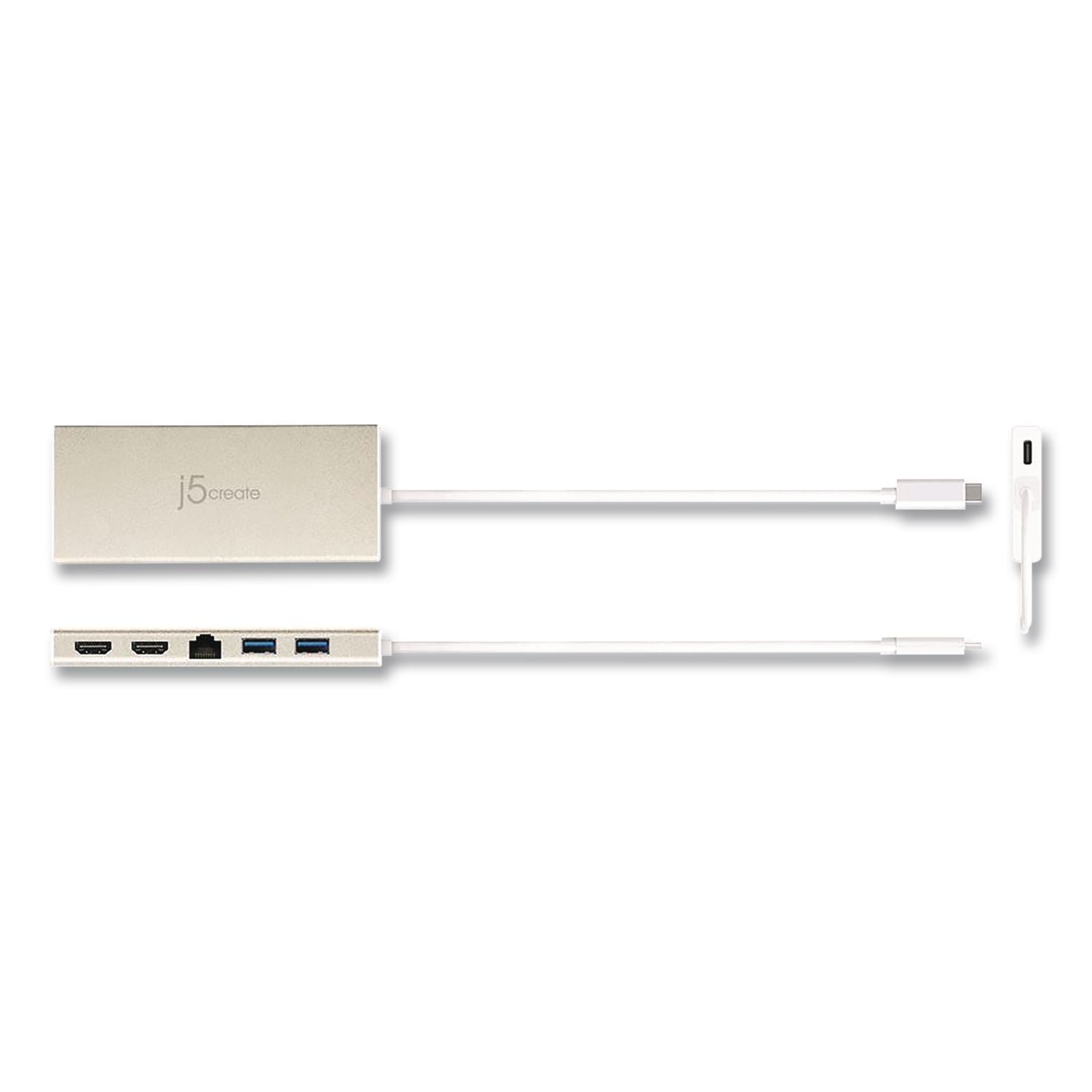 Mini Dual Monitor Docking Station, Usb-C/Hdmi/Gigabit LAN, White/Gold