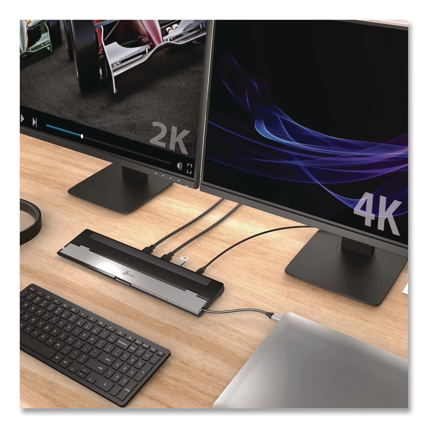 Dual-Display Docking Station, 2 Hdmi/Usb-A/Usb-C/Rj45/Sd/Microsd/3.5 Mm Audio, Black