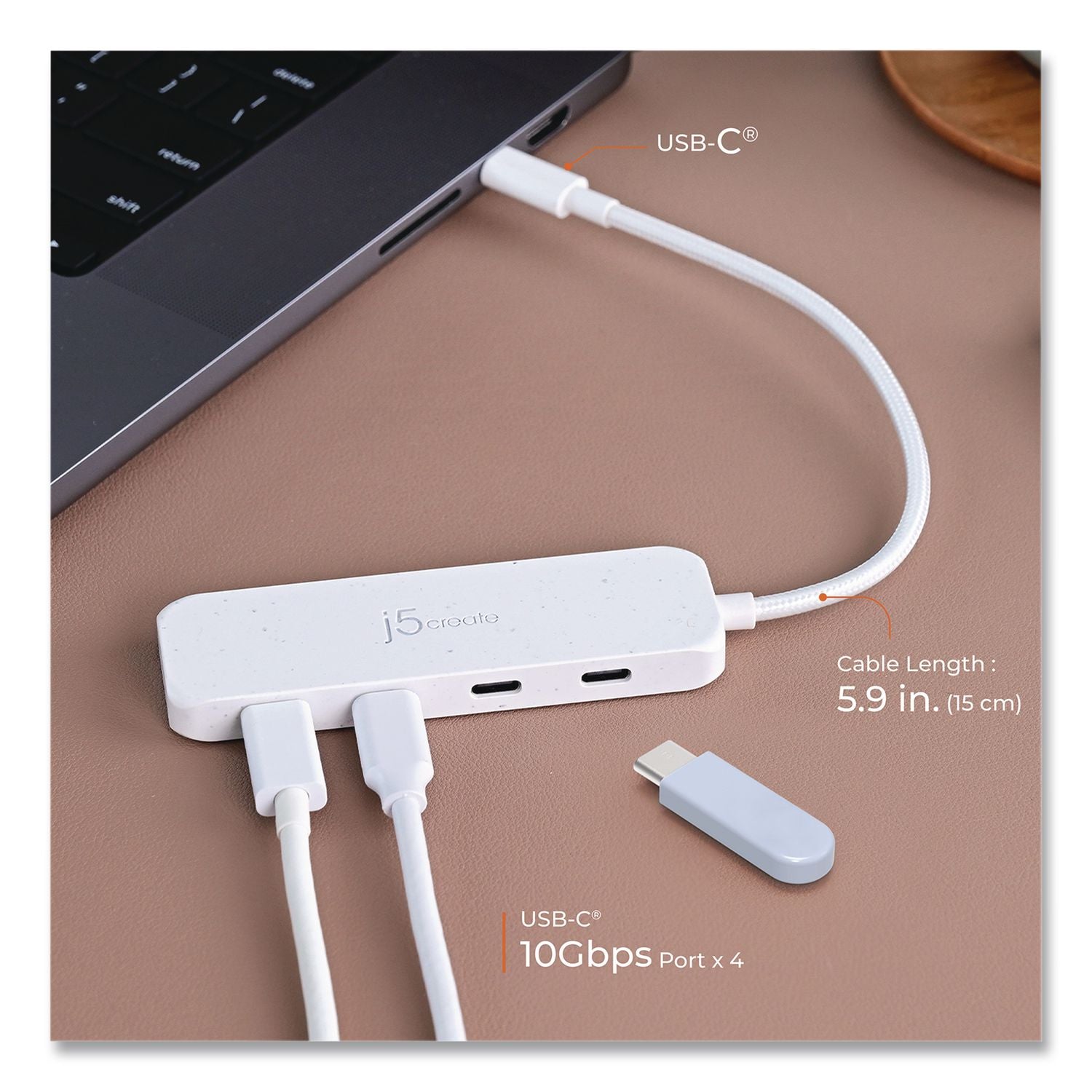 4-Port USB-C Hub, Pure White