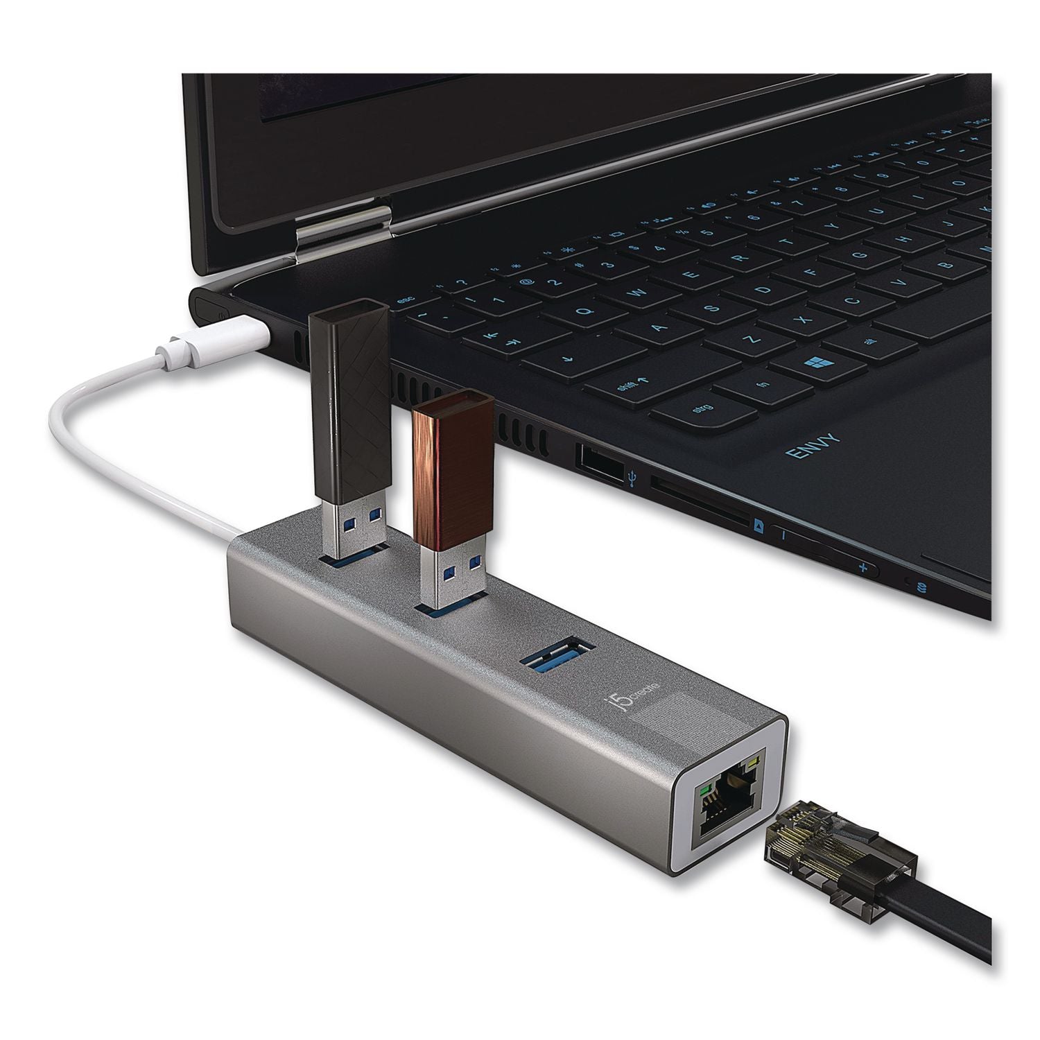 Usb-A/Ethernet 3-Port Hub, Space Gray