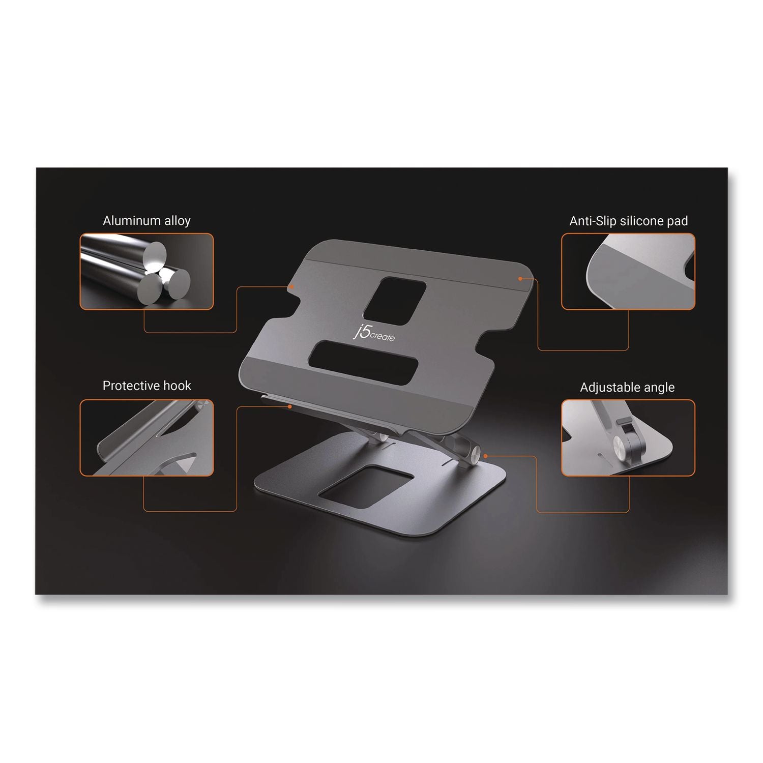 Multi-Angle Laptop Stand, Space Gray/Silver, Supports 9 Lbs