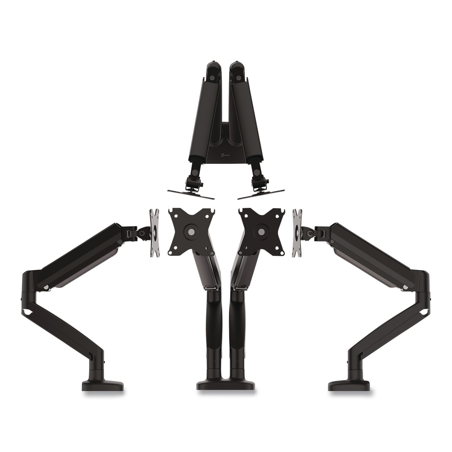Adjustable Dual Monitor Arms For 32" Monitor, 360 Degree Rotation, -45/90 Degree Tilt, +/-90 Deg Pan, Black, Supports 17.6 Lb