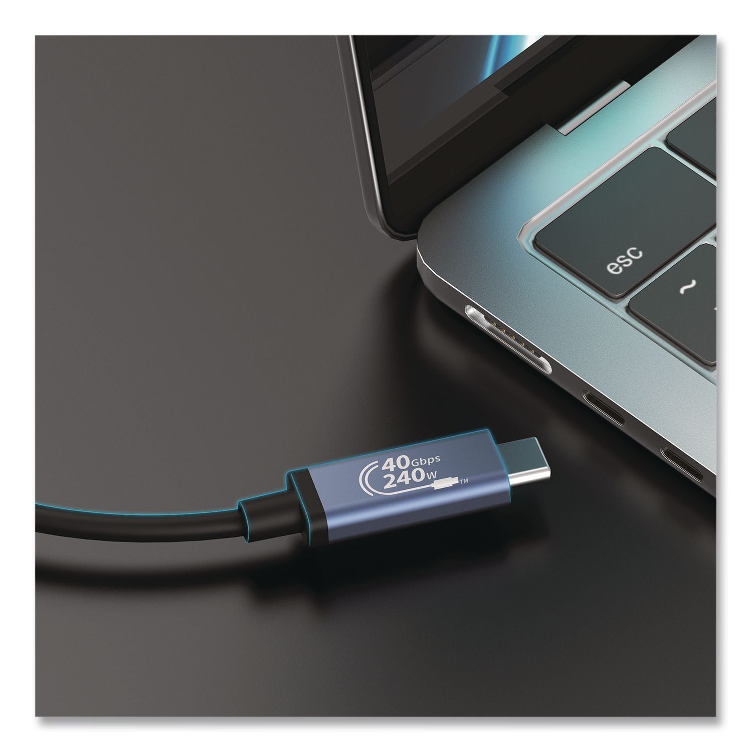 USB-C To USB-C Cable, 2.6 Ft, Black/Space Gray