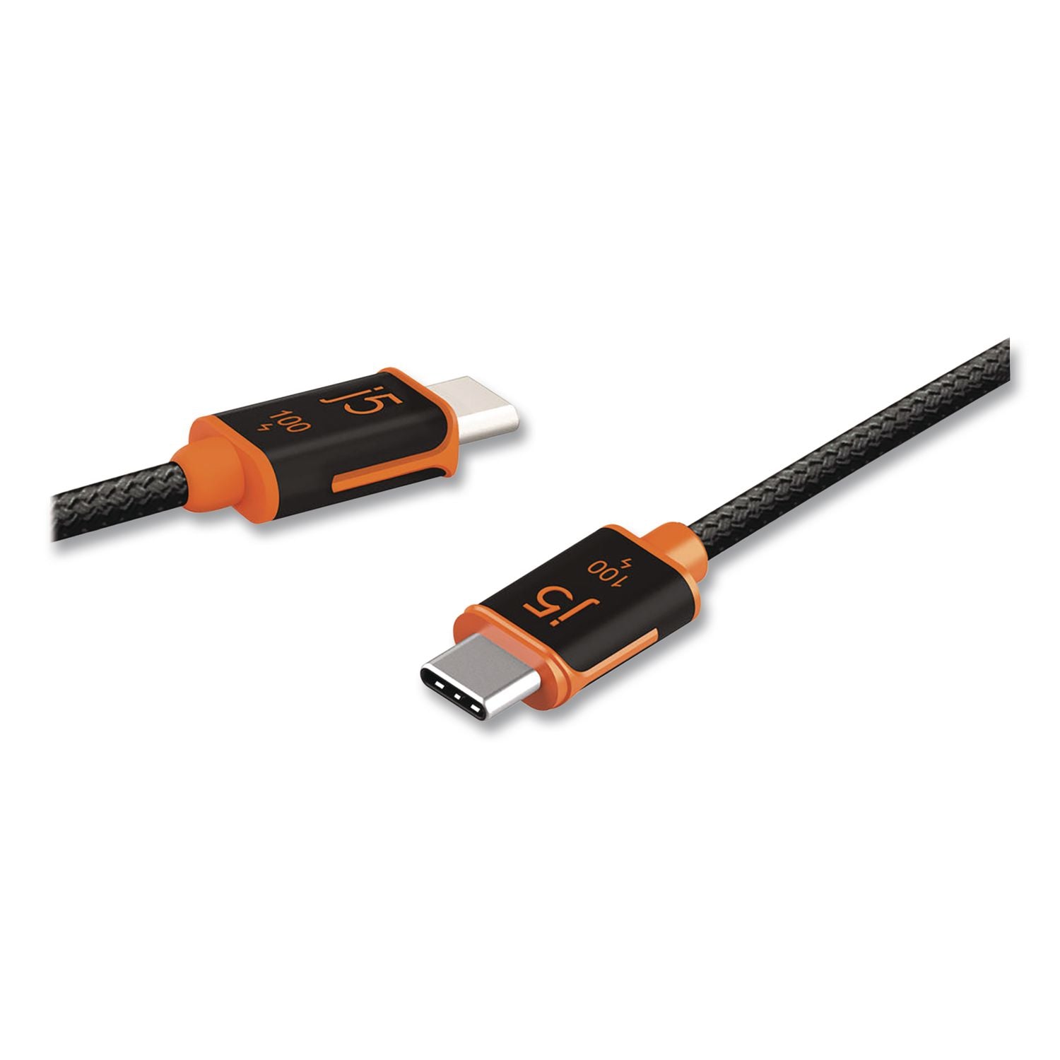 USB-C To USB-C Charging Cable, 5.9 Ft, Black/Orange