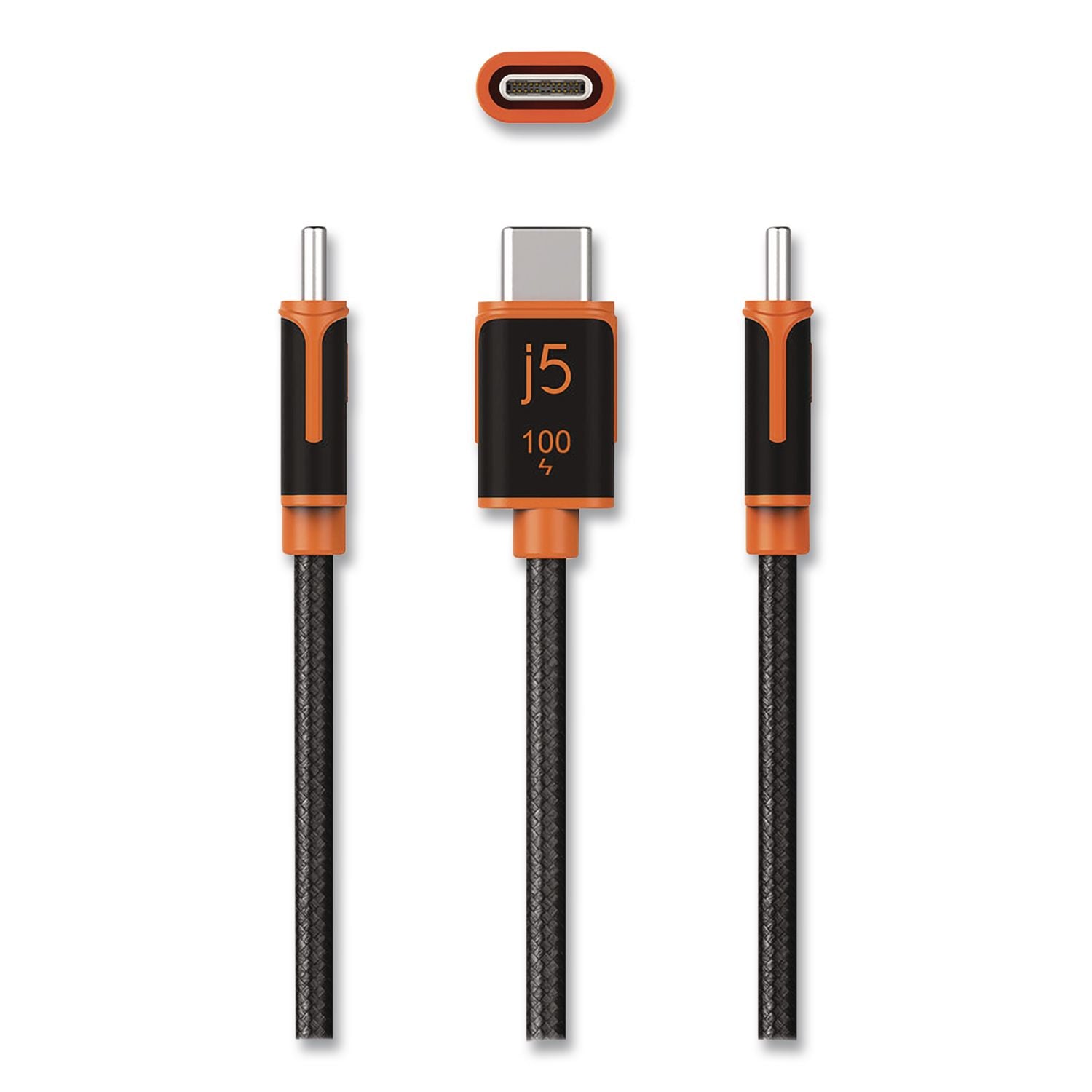USB-C To USB-C Charging Cable, 5.9 Ft, Black/Orange