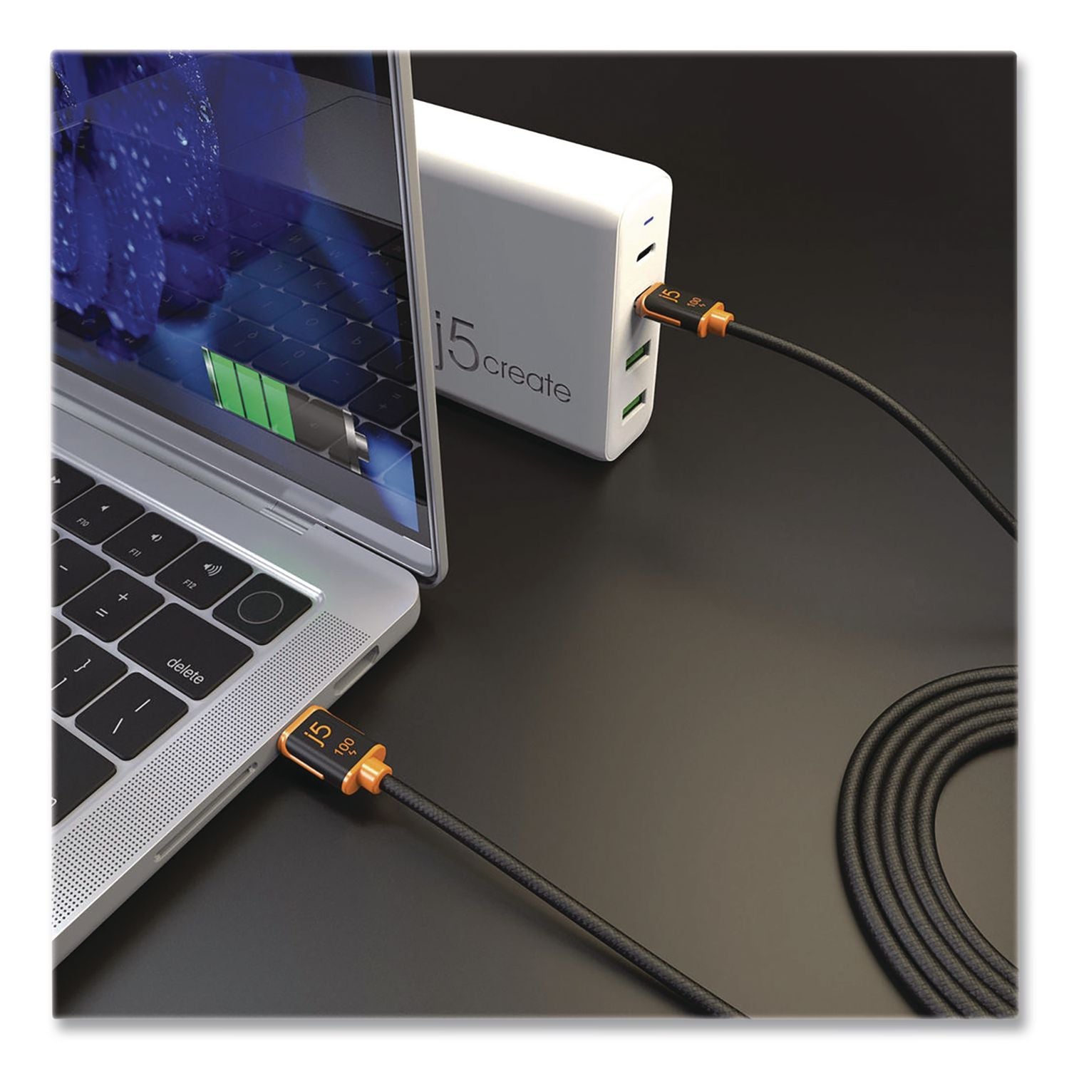 USB-C To USB-C Charging Cable, 5.9 Ft, Black/Orange