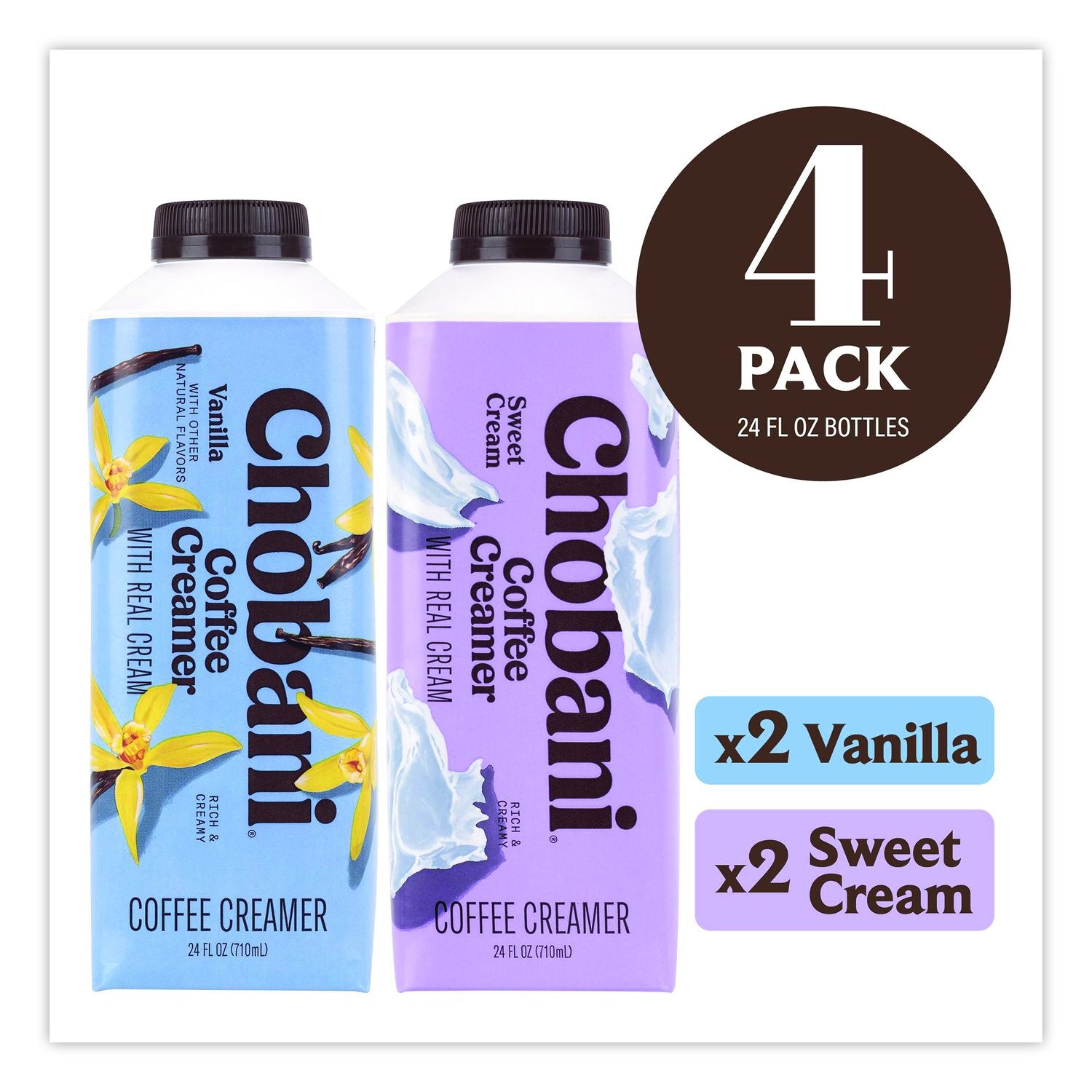 Creamer Variety Pack, Sweet Cream/Vanilla, 24 Oz Container, 4/Carton