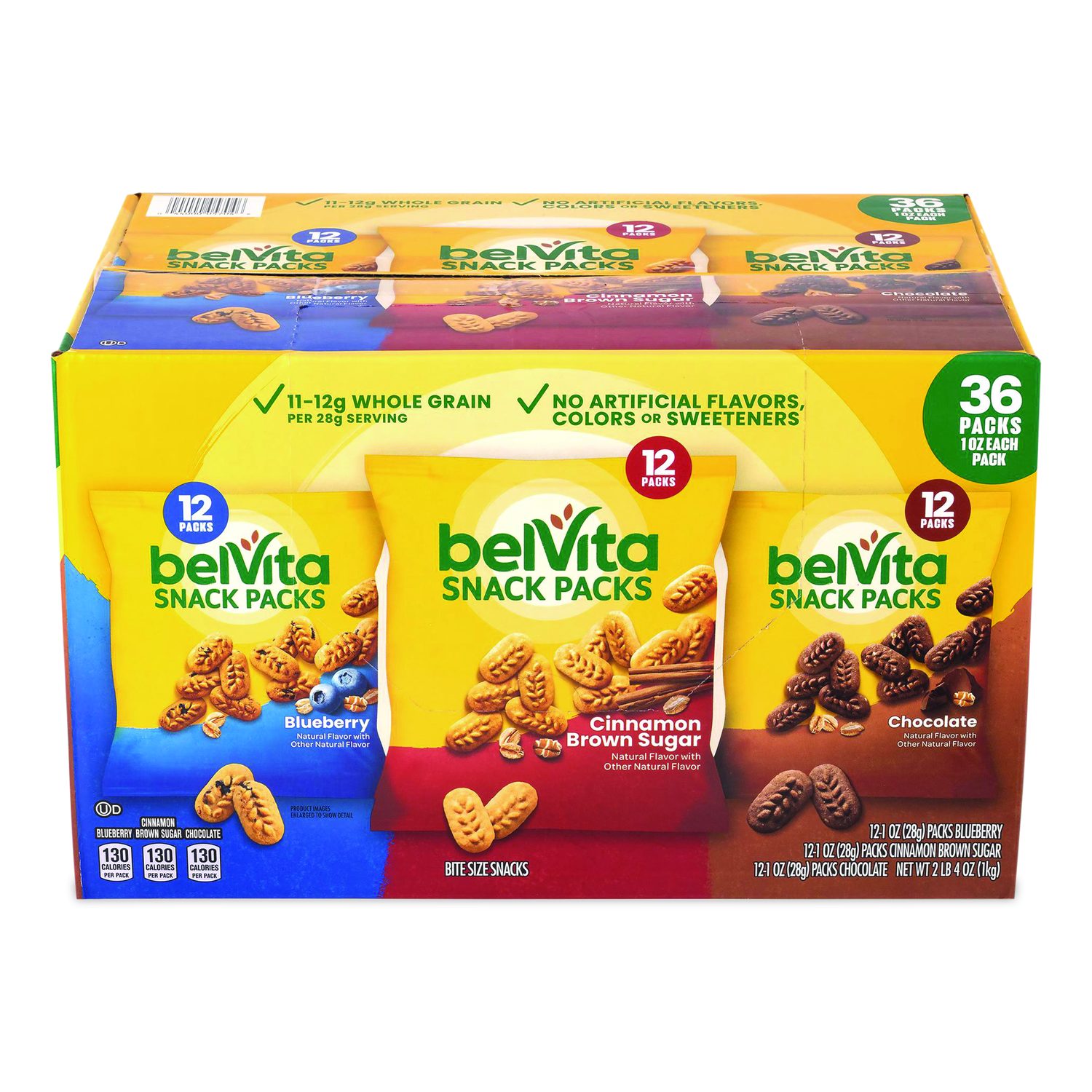 Bites Breakfast Biscuits Variety Pack, Blueberry/Chocolate/Cinnamon Brown Sugar, 1 Oz Pack, 36/Carton