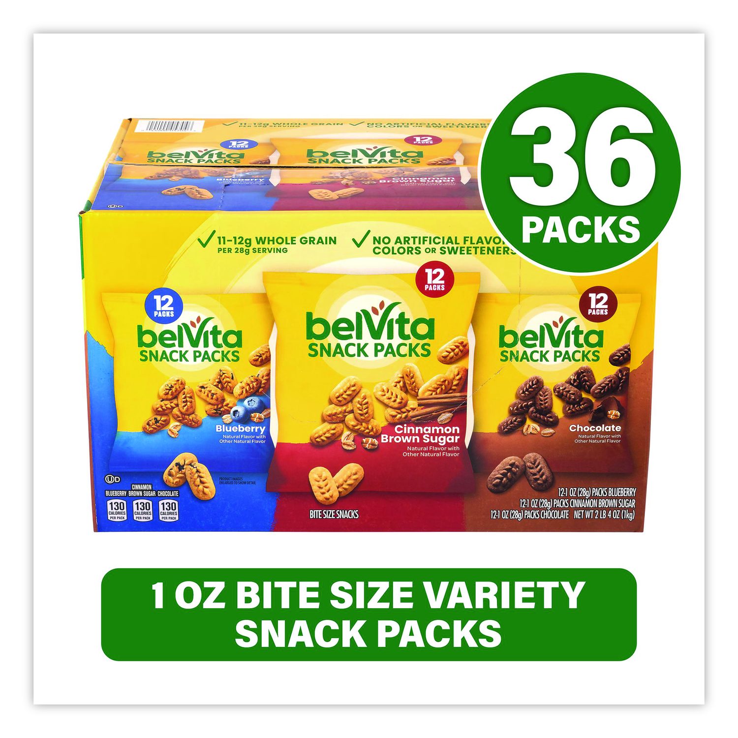 Bites Breakfast Biscuits Variety Pack, Blueberry/Chocolate/Cinnamon Brown Sugar, 1 Oz Pack, 36/Carton