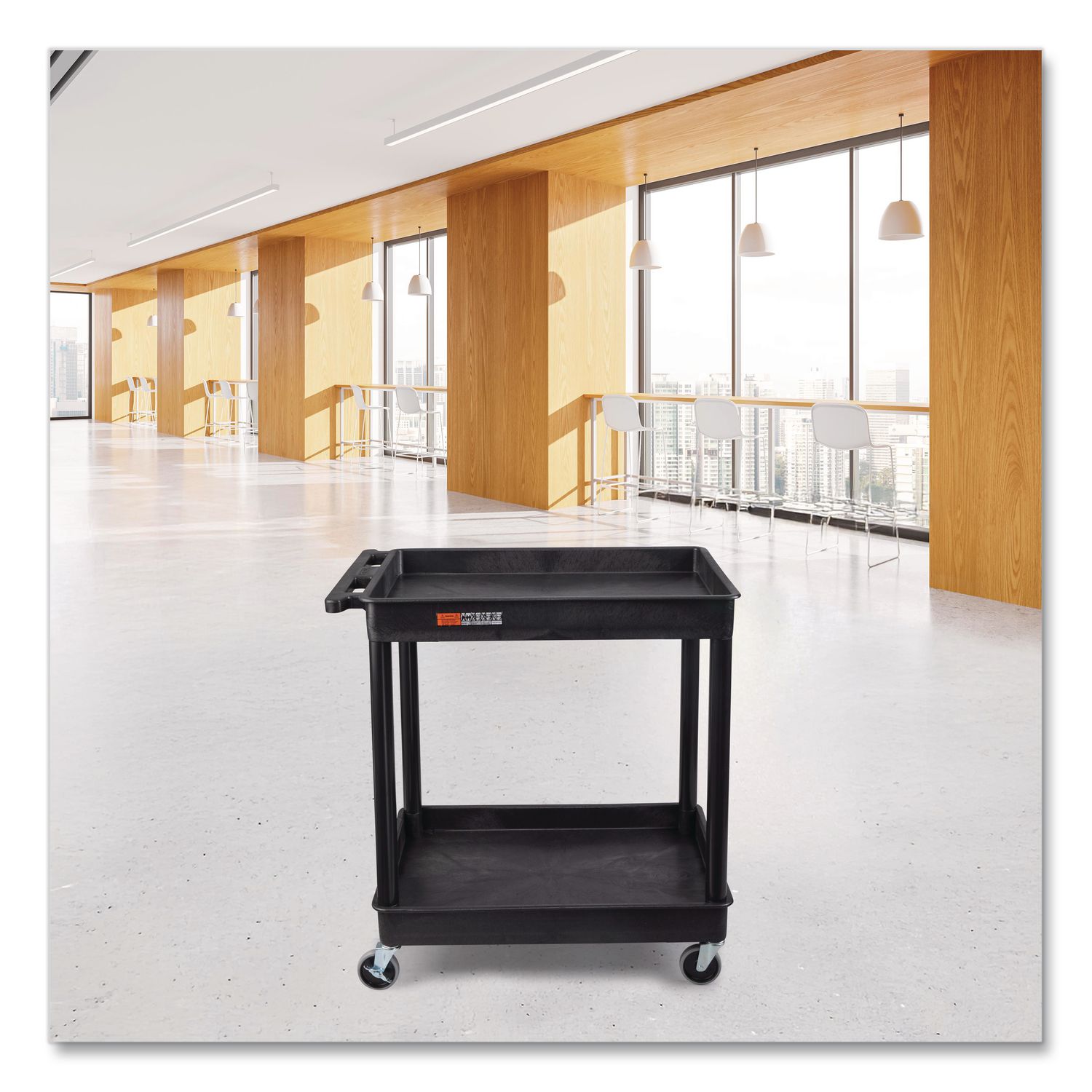 ENDURA Two-Shelf Utility Cart, Plastic, 400 Lb Capacity, 32 X 24 X 37.5, Black