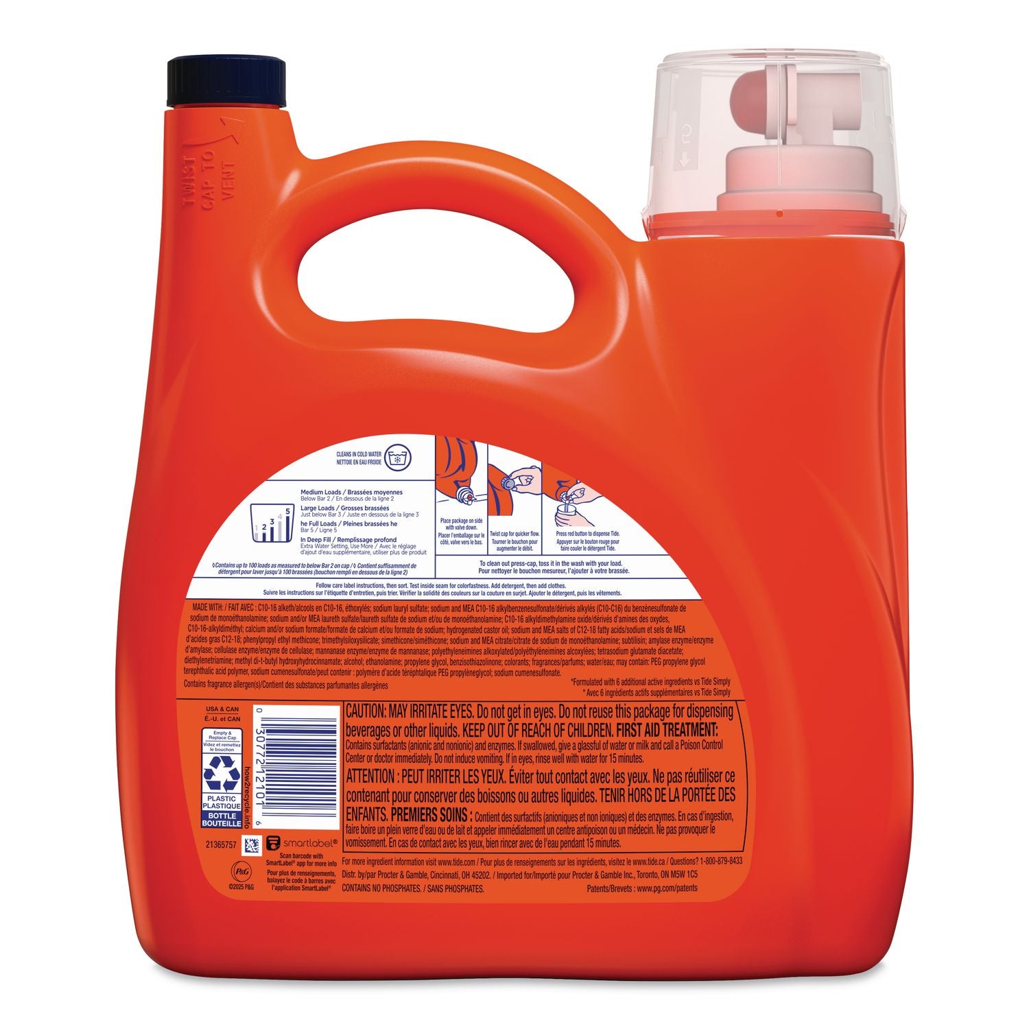 HE Laundry Detergent, Original Scent, 100 Loads, 125 Oz Pump Bottle