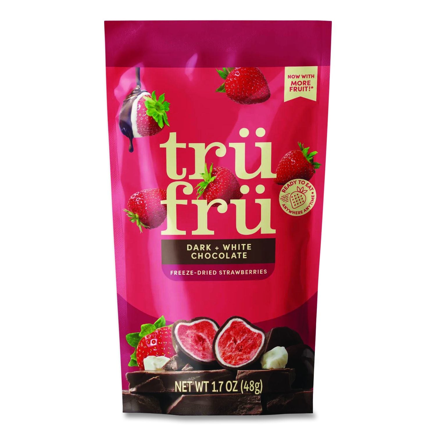 Hyper-Dried Grab And Go Strawberries In White And Dark Chocolate, 1.7 Oz Packet, 12/Carton