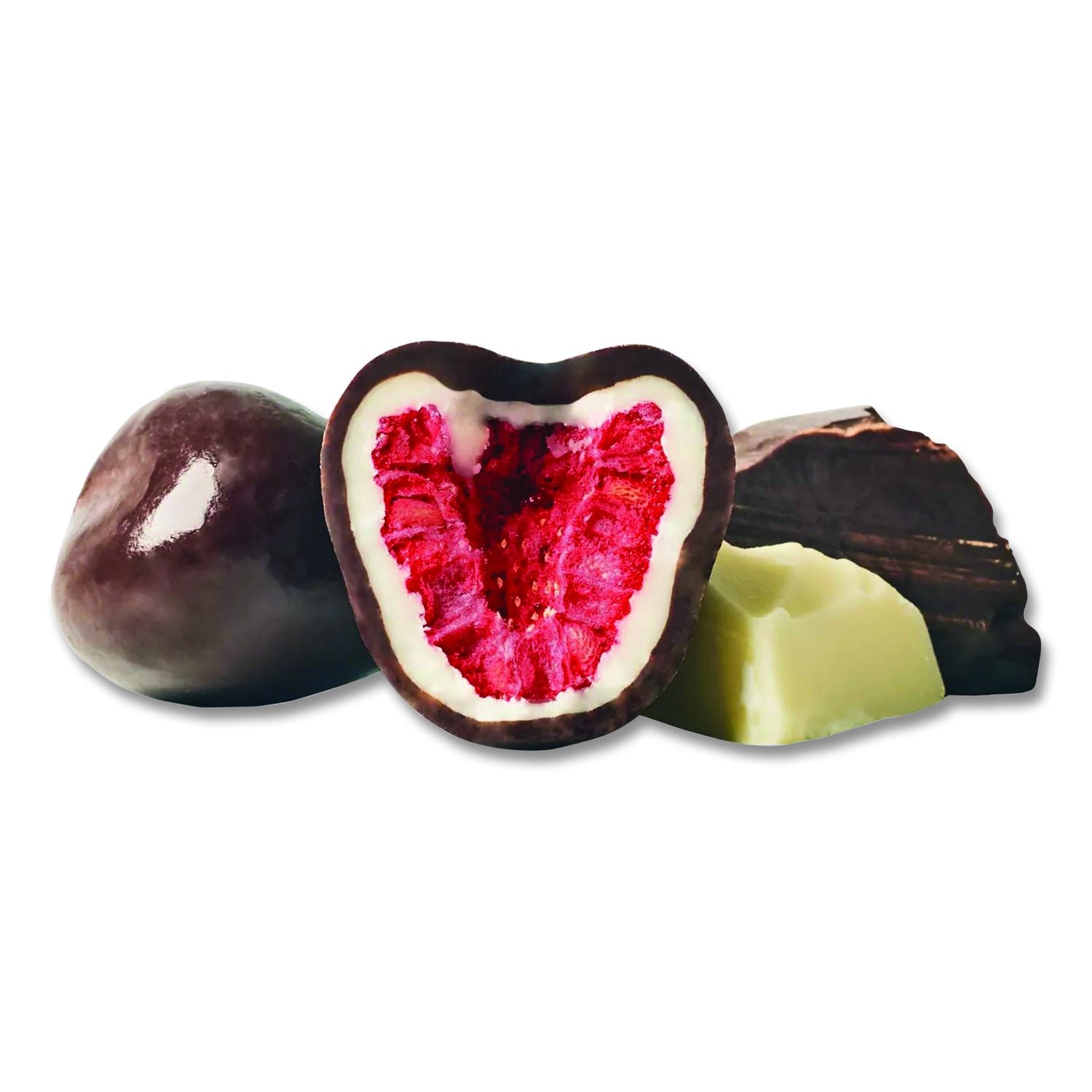 Hyper-Dried Grab And Go Raspberries In White And Dark Chocolate, 1.7 Oz Packet, 12/Carton