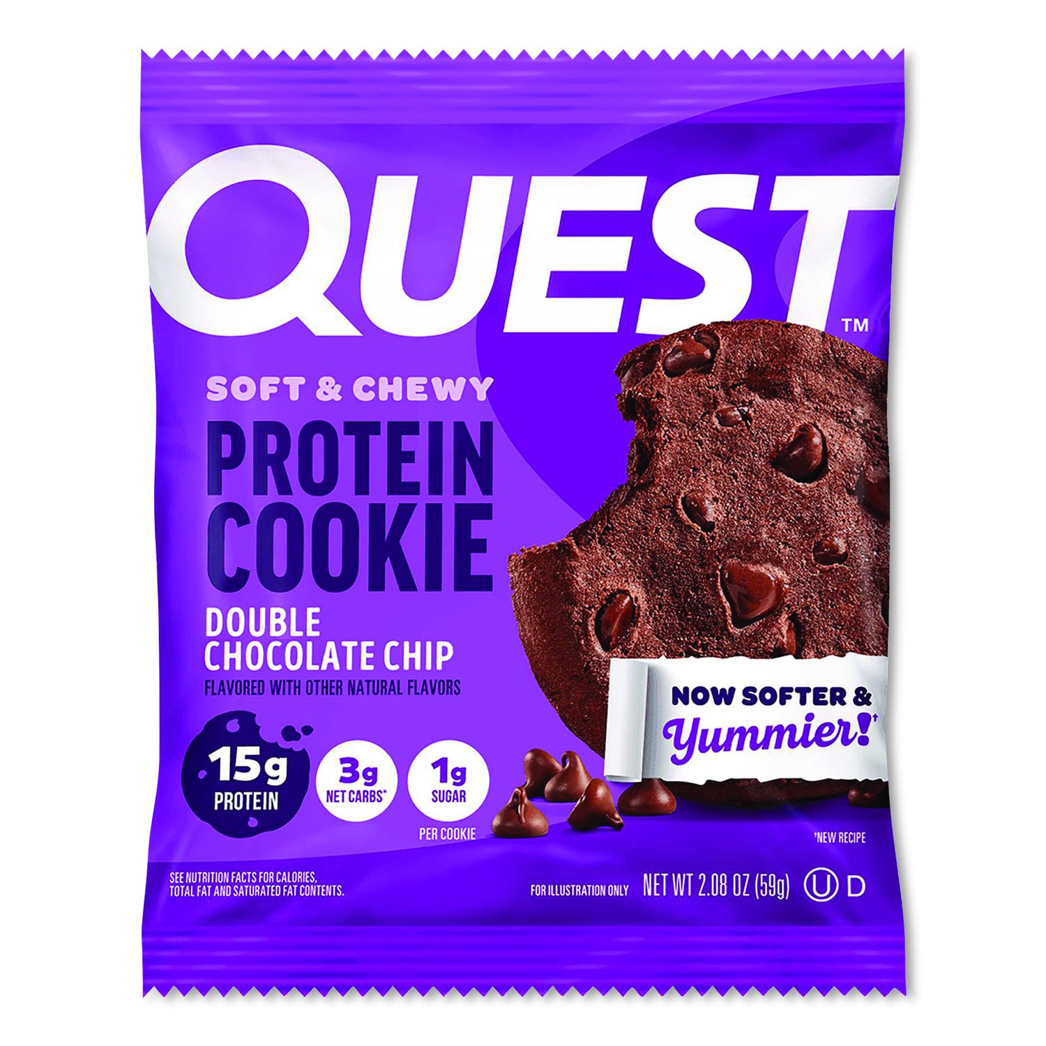Gluten Free Protein Cookies, Double Chocolate Chip, 2.08 Oz Bag, 12/Carton