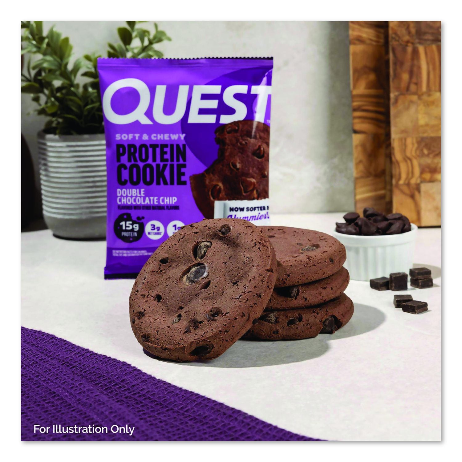 Gluten Free Protein Cookies, Double Chocolate Chip, 2.08 Oz Bag, 12/Carton