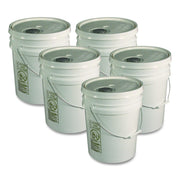 Utility Bucket With Lid, 5 Gal, White, 5/Carton