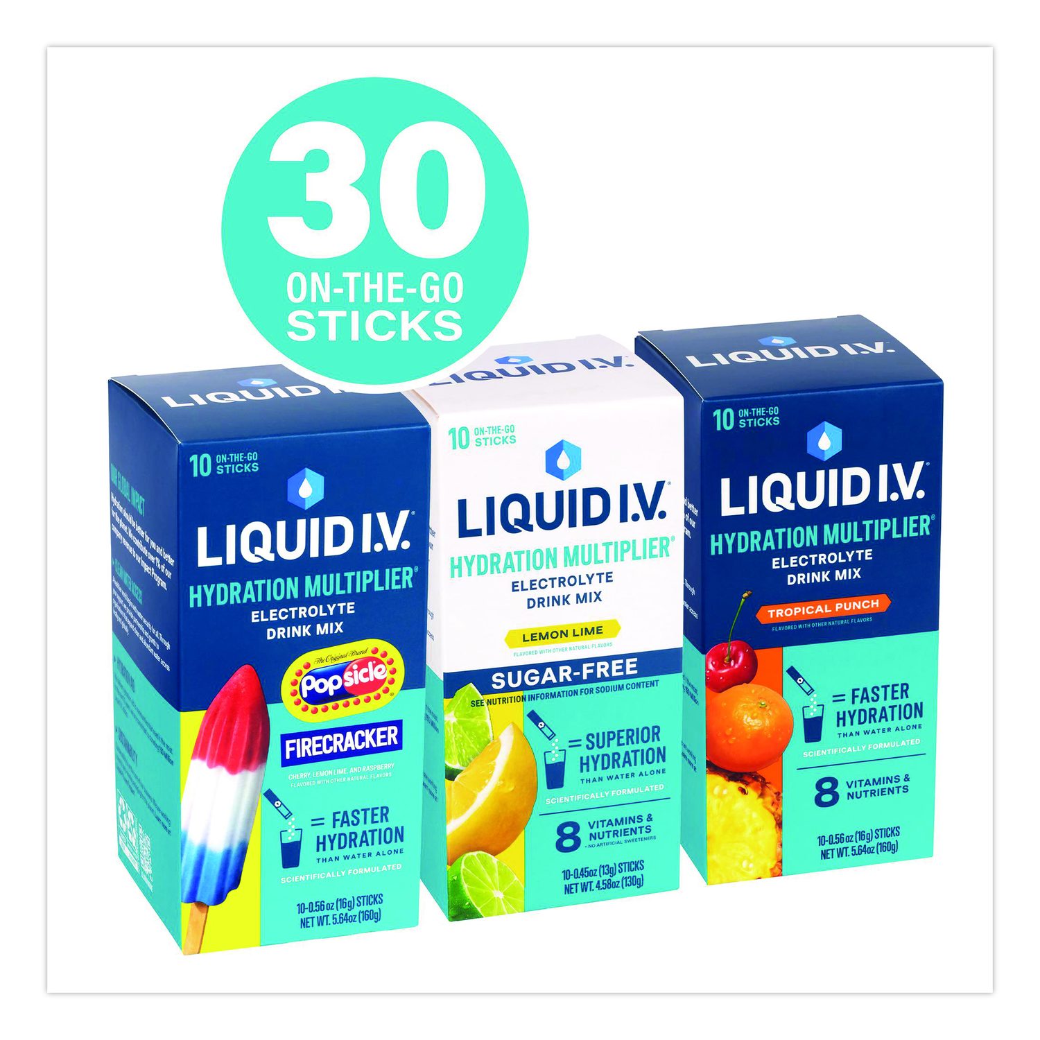 Hydration Multiplier Electrolyte Drink Mix Variety Pack, Assorted Flavors, Yields 16 Oz Per Stick, 30 Sticks/Carton