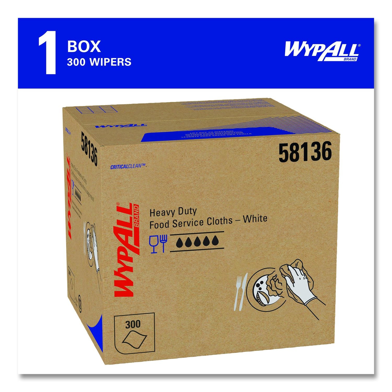 Heavy-Duty Foodservice Cloths, 1-Ply, 12.5 X 15, White, 300 Sheets/Box