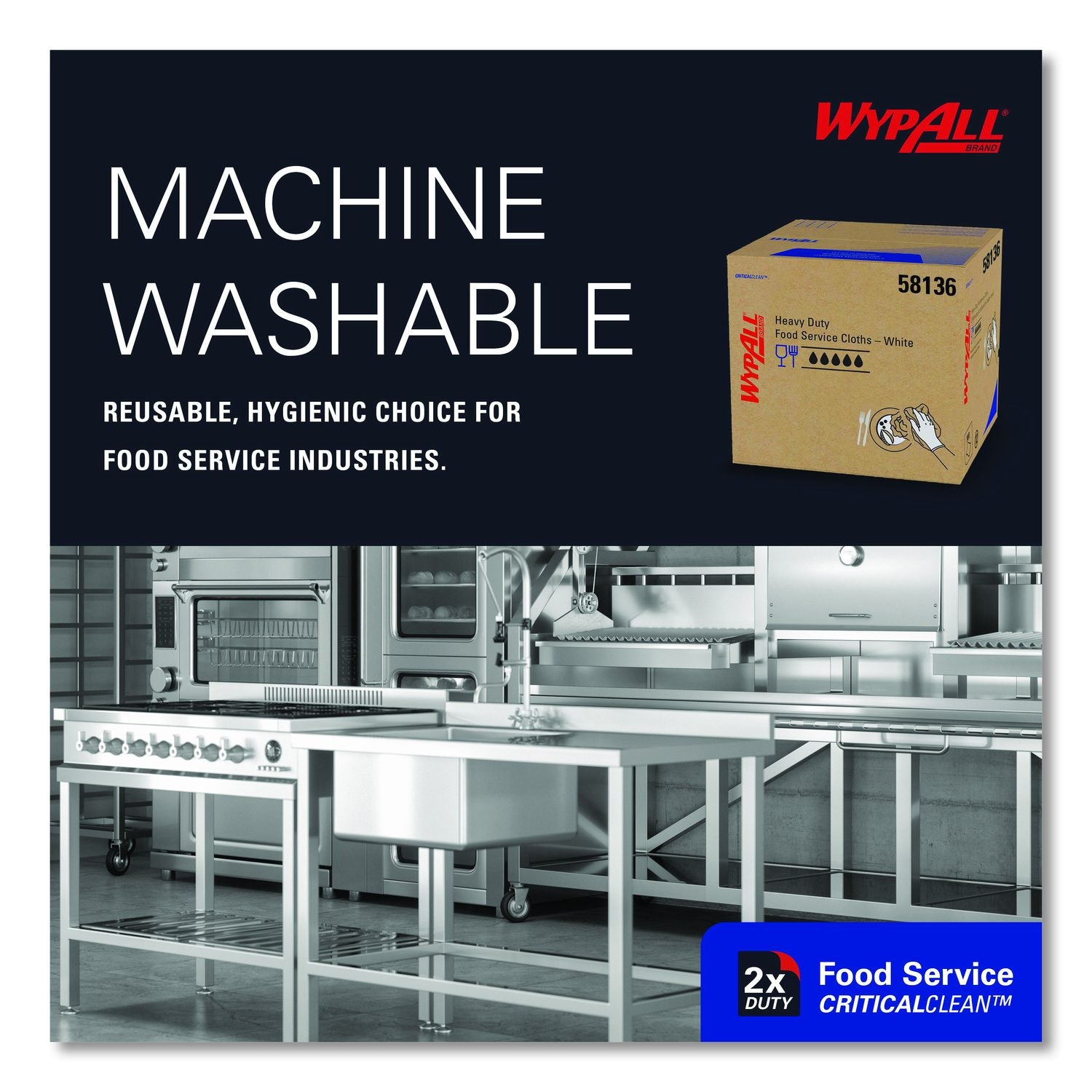 Heavy-Duty Foodservice Cloths, 1-Ply, 12.5 X 15, White, 300 Sheets/Box