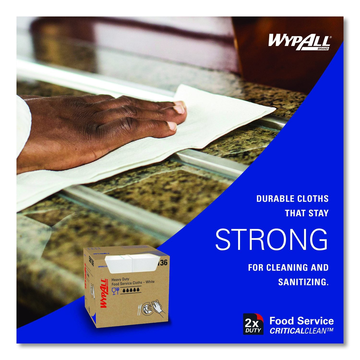 Heavy-Duty Foodservice Cloths, 1-Ply, 12.5 X 15, White, 300 Sheets/Box
