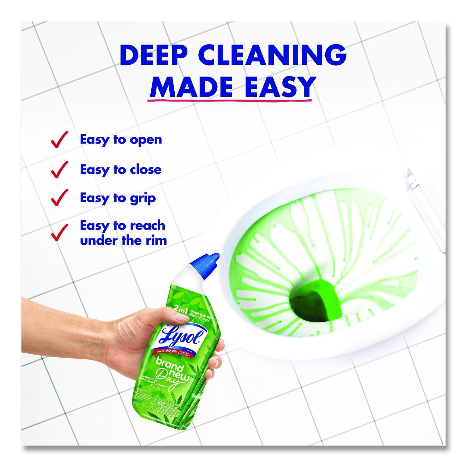 Clinging Gel Brand New Day Toilet Bowl Cleaner, 24 Oz Angle-Neck Bottle, Bamboo Scent, 9/Carton
