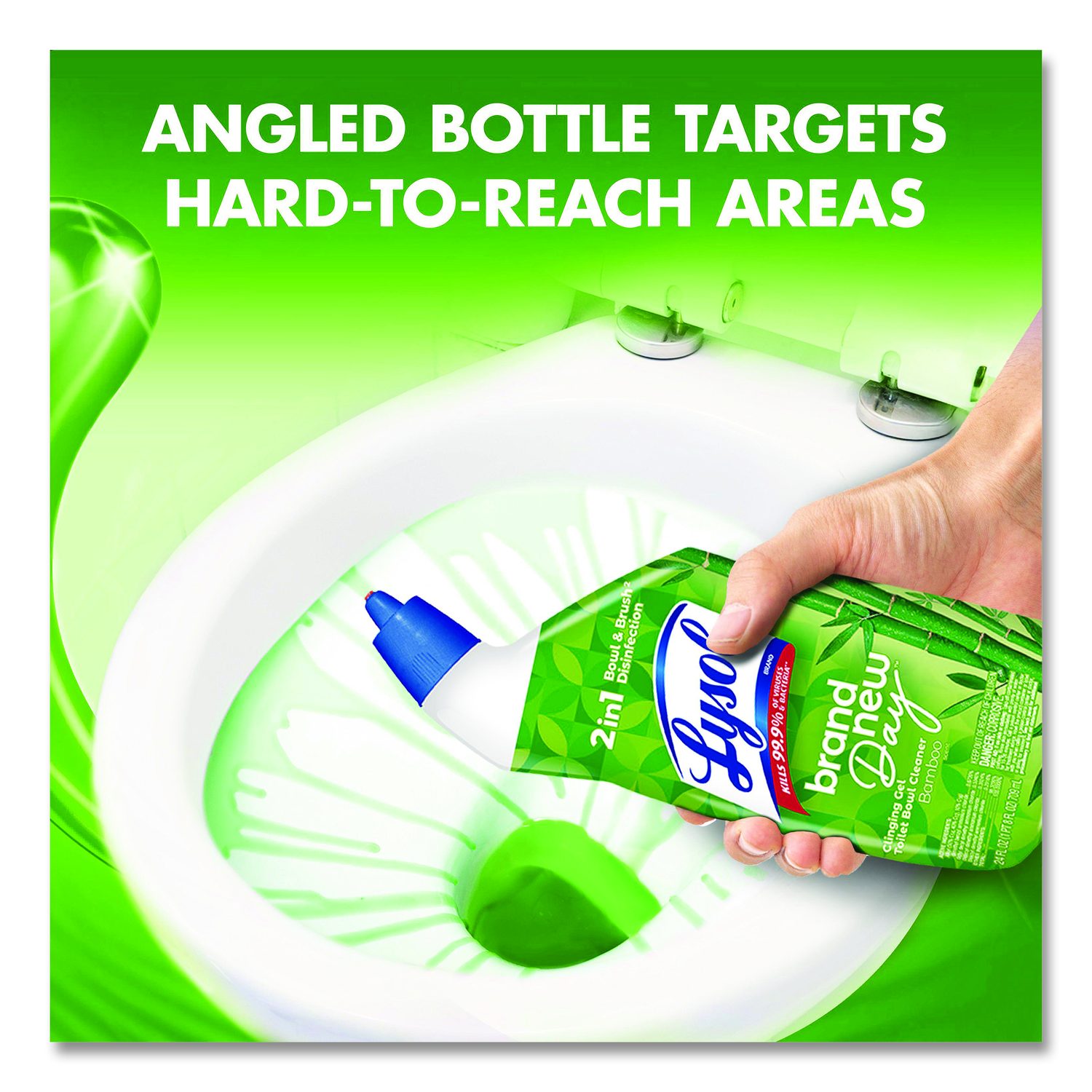 Clinging Gel Brand New Day Toilet Bowl Cleaner, 24 Oz Angle-Neck Bottle, Bamboo Scent, 9/Carton