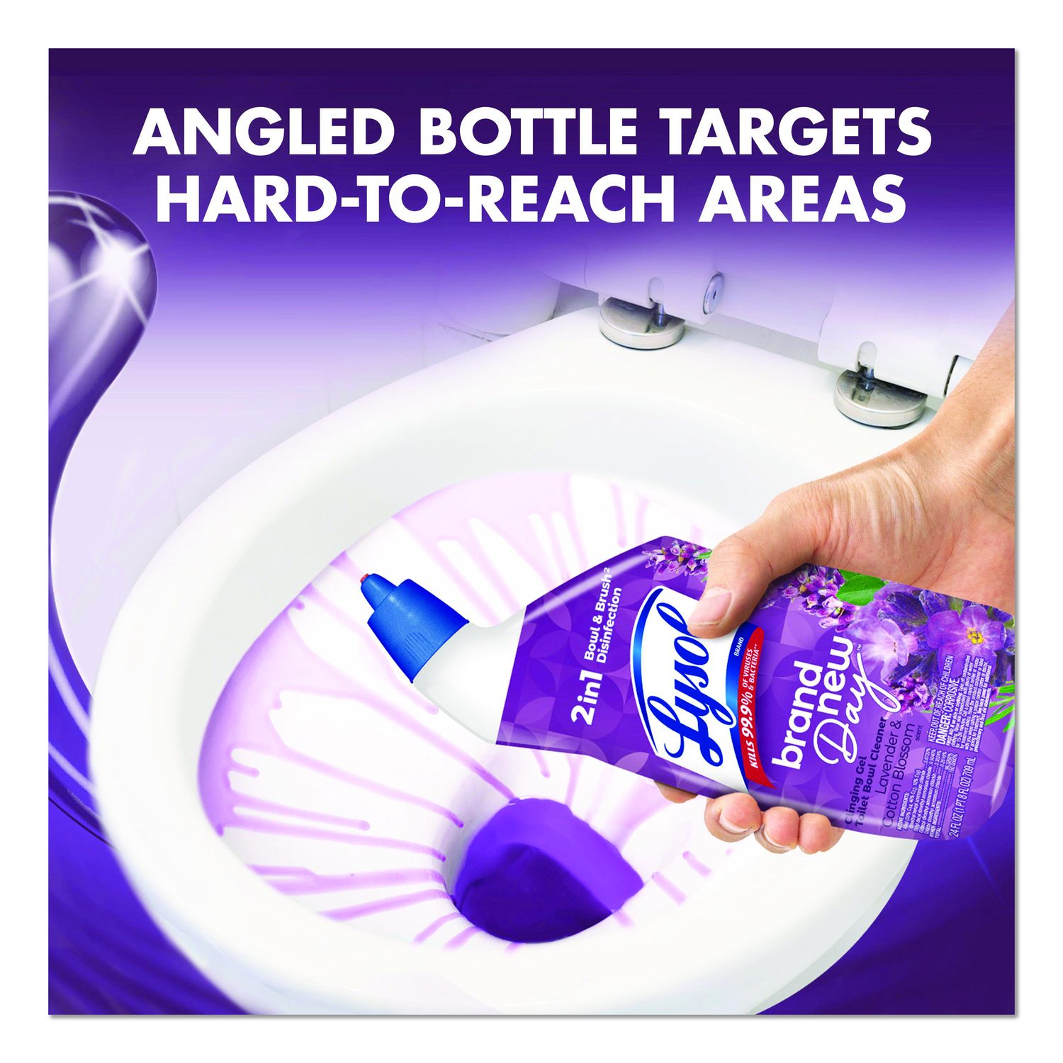 Clinging Gel Brand New Day Toilet Bowl Cleaner, Lavender And Cotton Blossom, 24 Oz Angle-Neck Bottle, 9/Carton