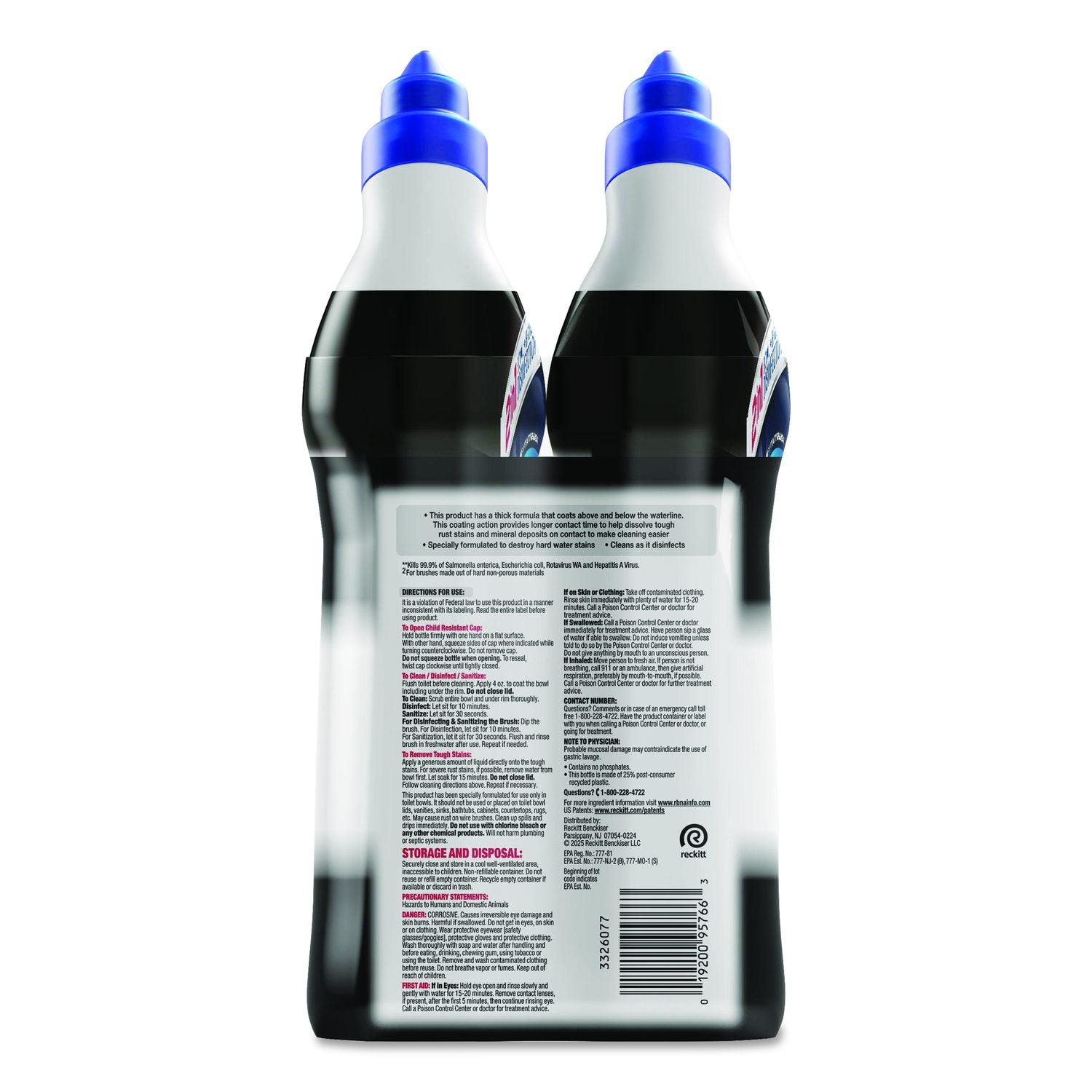 Disinfectant Toilet Bowl Cleaner With Lime And Rust Remover, Atlantic Fresh, 24 Oz Angle-Neck Bottle, 2/Pack, 4 Packs/Carton