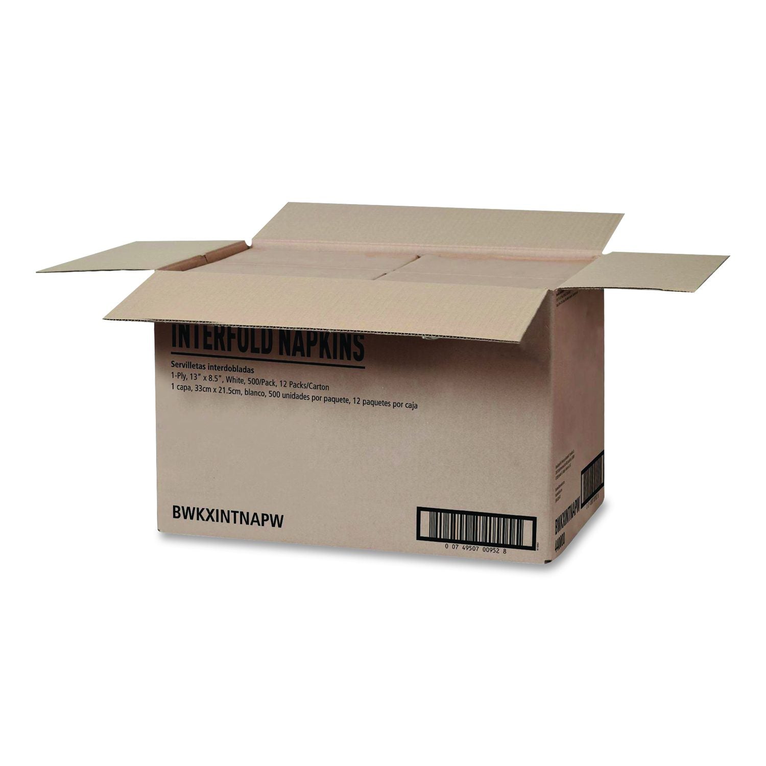Interfold Dispenser Napkins, 1-Ply, 13 X 8.5, White, 500/Pack, 12 Packs/Carton