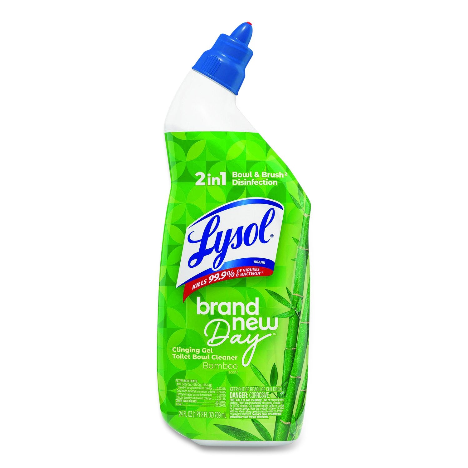 Clinging Gel Brand New Day Toilet Bowl Cleaner, Bamboo, 24 Oz Angle-Neck Bottle, 2/Pack, 4 Packs/Carton
