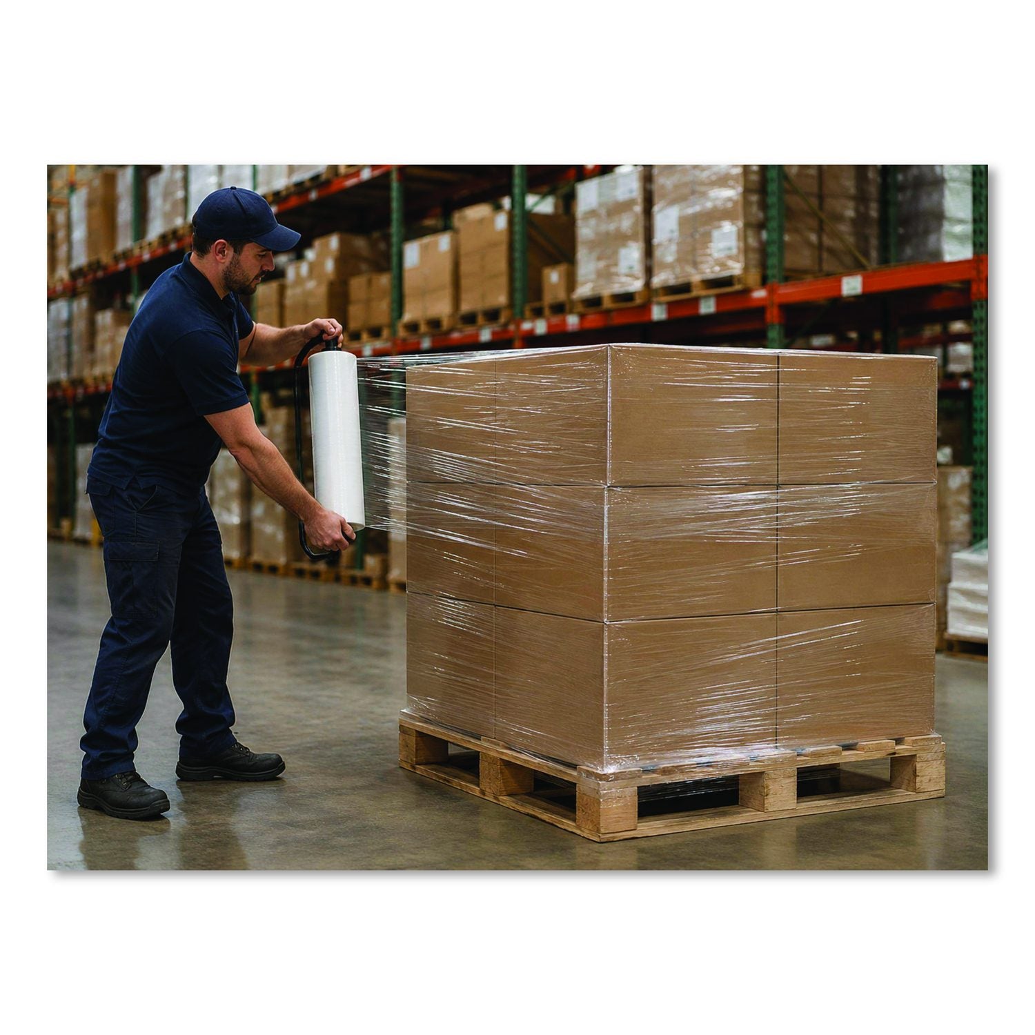 Stretch Film And Shrink Wrap, A And B, 18" X 1, 500 Ft, 57-Gauge, Clear, 4/Carton