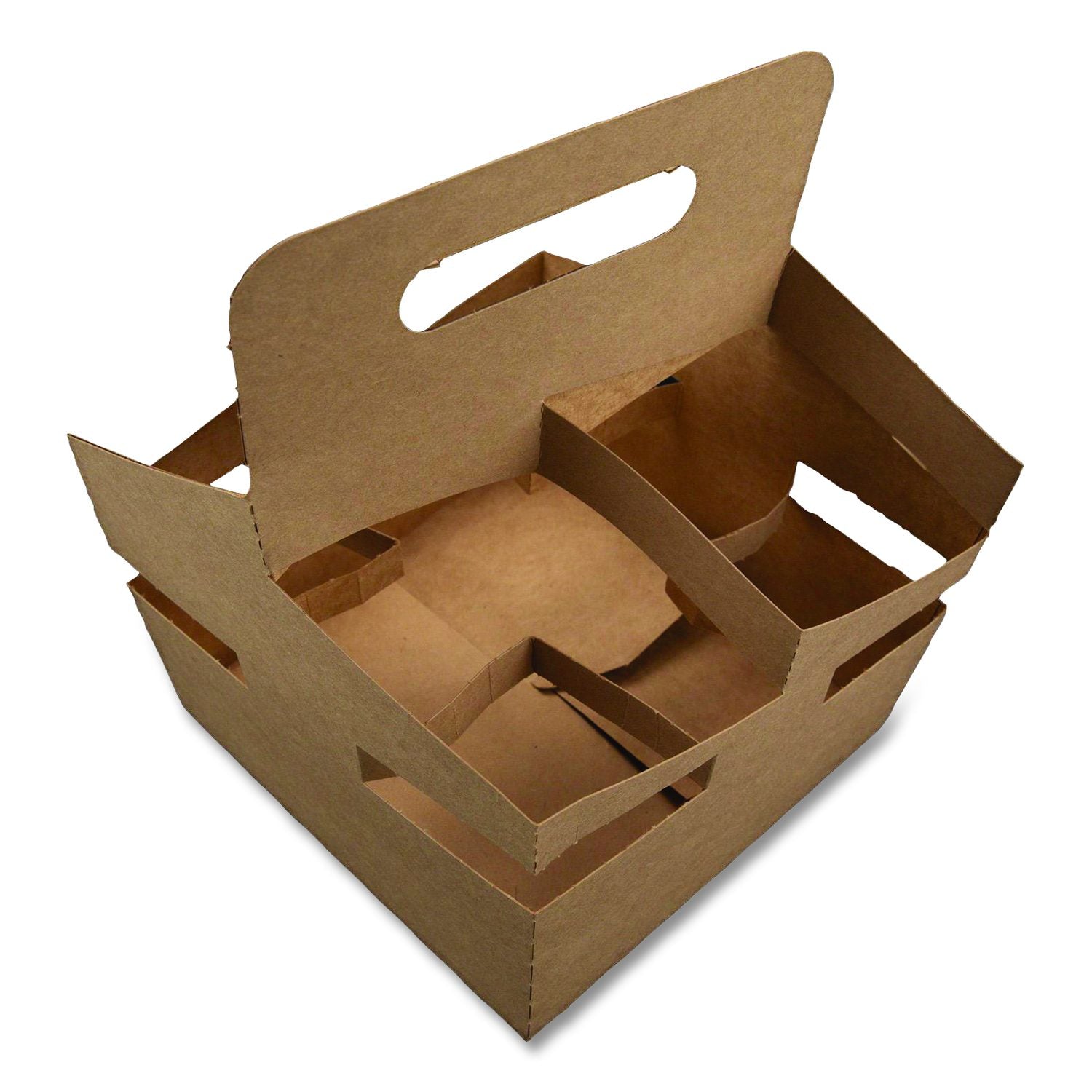 4-Corner Pop-Up Food And Drink Trays, 4 Compartments, 8 X 10.25 X 8, Brown, 250/Carton