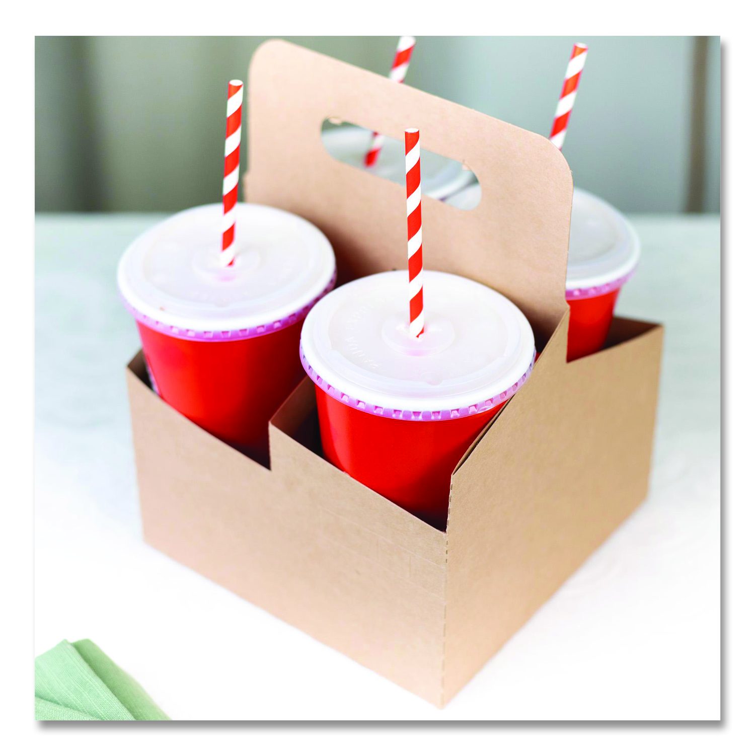 4-Corner Pop-Up Food And Drink Trays, 4 Compartments, 8 X 10.25 X 8, Brown, 250/Carton