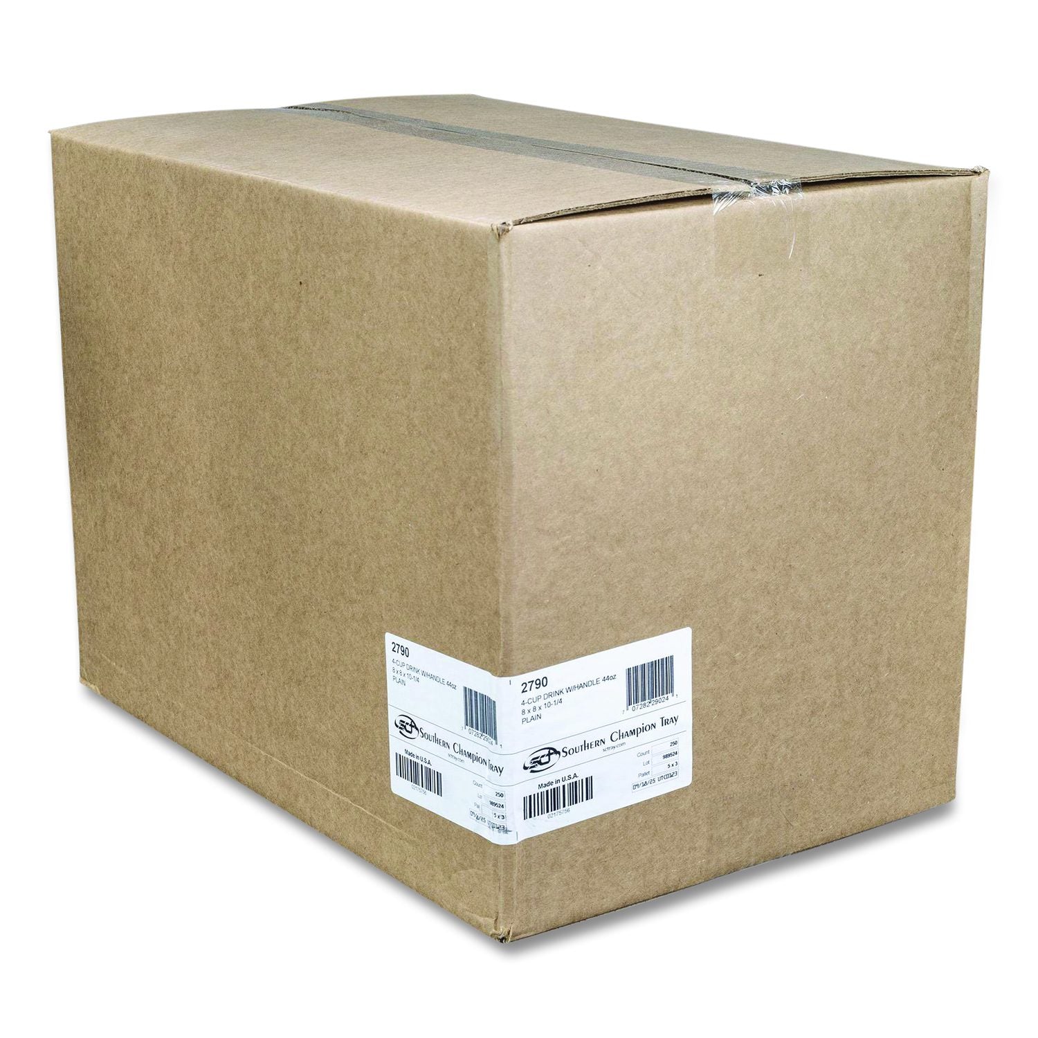4-Corner Pop-Up Food And Drink Trays, 4 Compartments, 8 X 10.25 X 8, Brown, 250/Carton