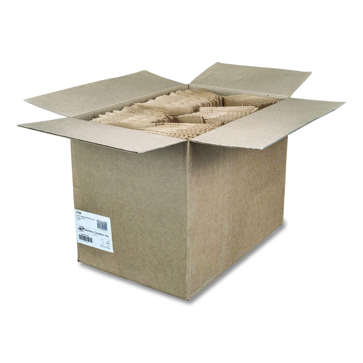 4-Corner Pop-Up Food And Drink Trays, 4 Compartments, 8 X 10.25 X 8, Brown, 250/Carton