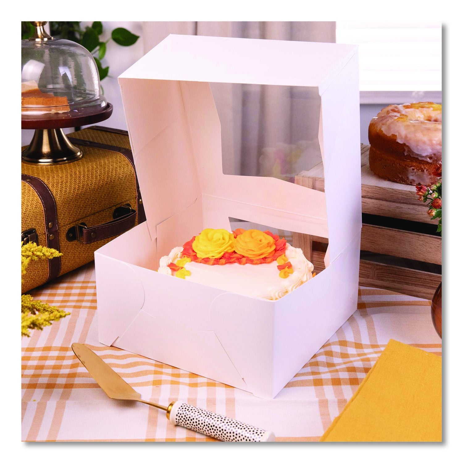 Bakery Boxes, 10 X 10 X 5, White, Paper, 100/Carton