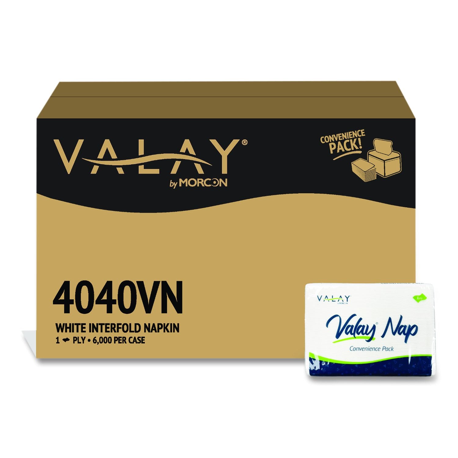 Valay Dispenser Napkin Convenience Pack, 1-Ply, 6.5 X 4, White, 500/Pack, 12 Packs/Carton
