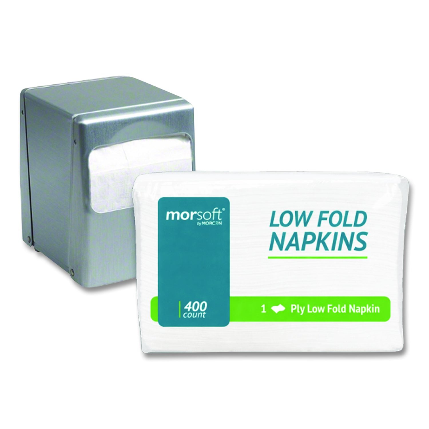 Morsoft Low Fold Dispenser Napkins, 1-Ply, 3.5 X 5, White, 400/Pack, 20 Packs/Carton