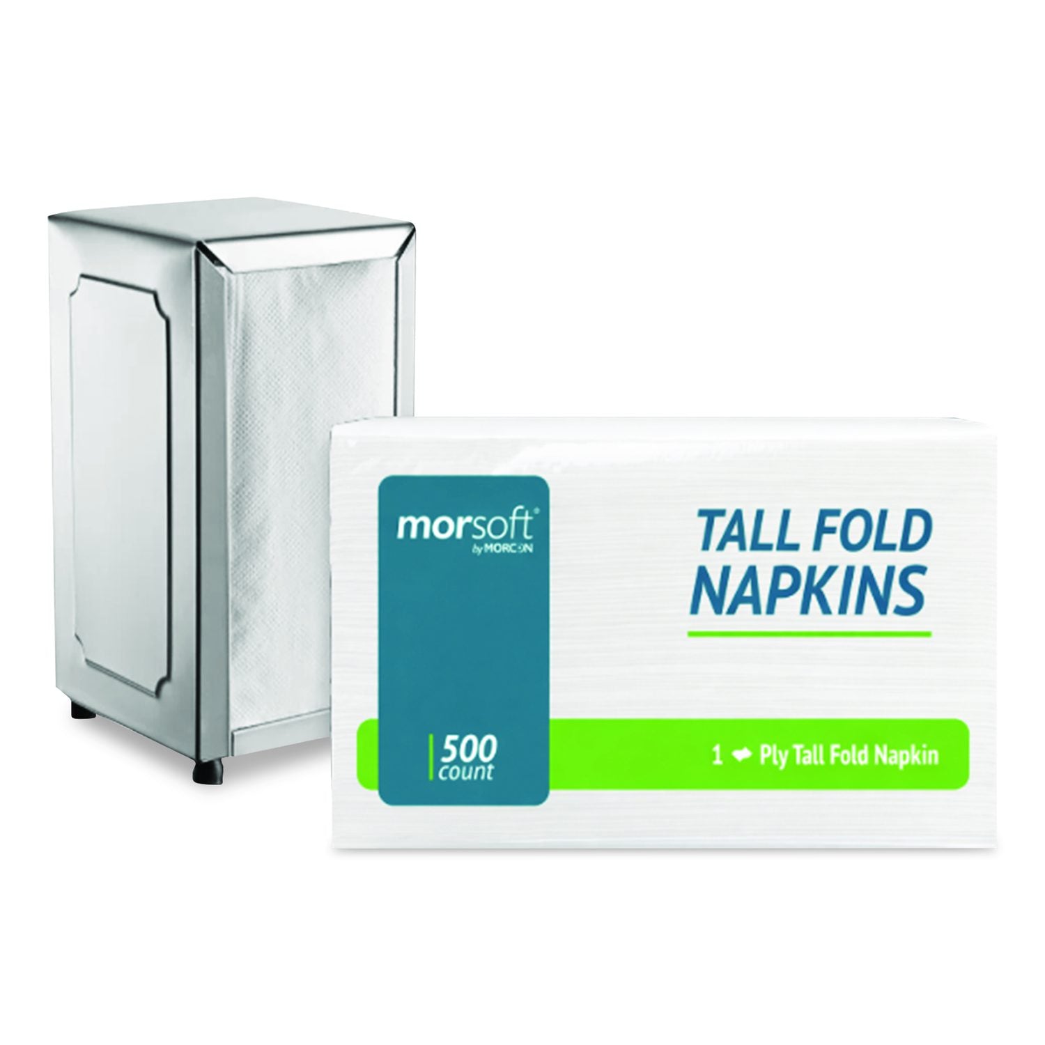 Morsoft Tall Fold Dispsenser Napkins, 1-Ply, 3.5 X 5, White, 500/Pack, 20 Packs/Carton